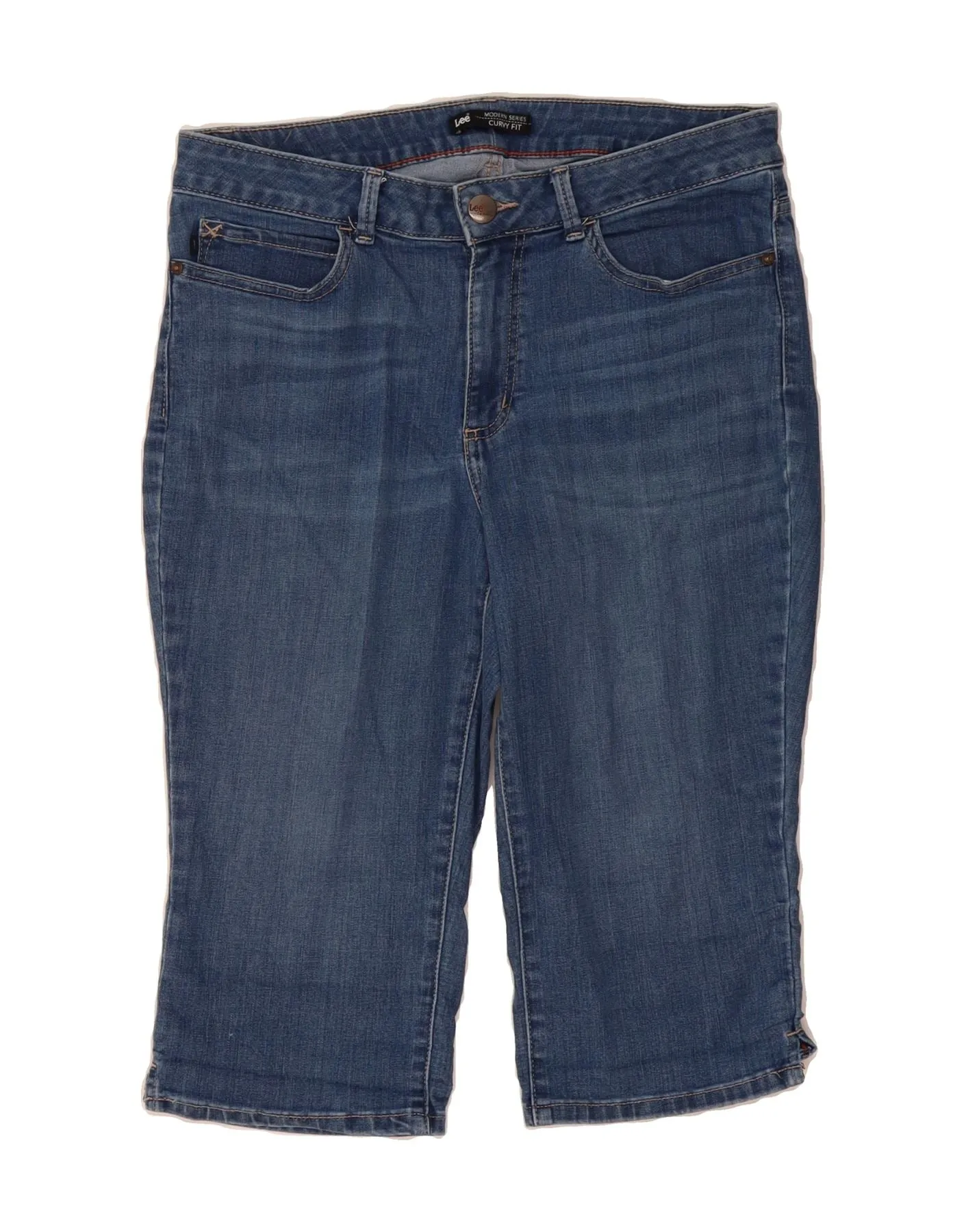 No Slip Grip LEE Womens Curvy Fit Bermuda Denim Shorts US 14 Large W34  Blue Cotton