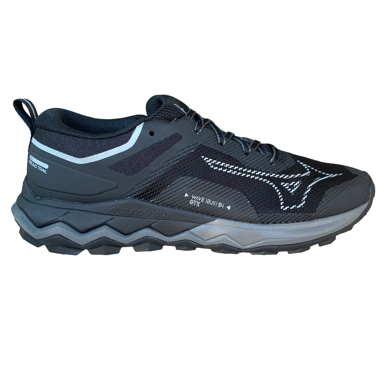 Mizuno scarpa da corsa per Trail Wave Ibuki 4 GTX J1GJ225901 nero-grigio Hyperboloid Midsole Design