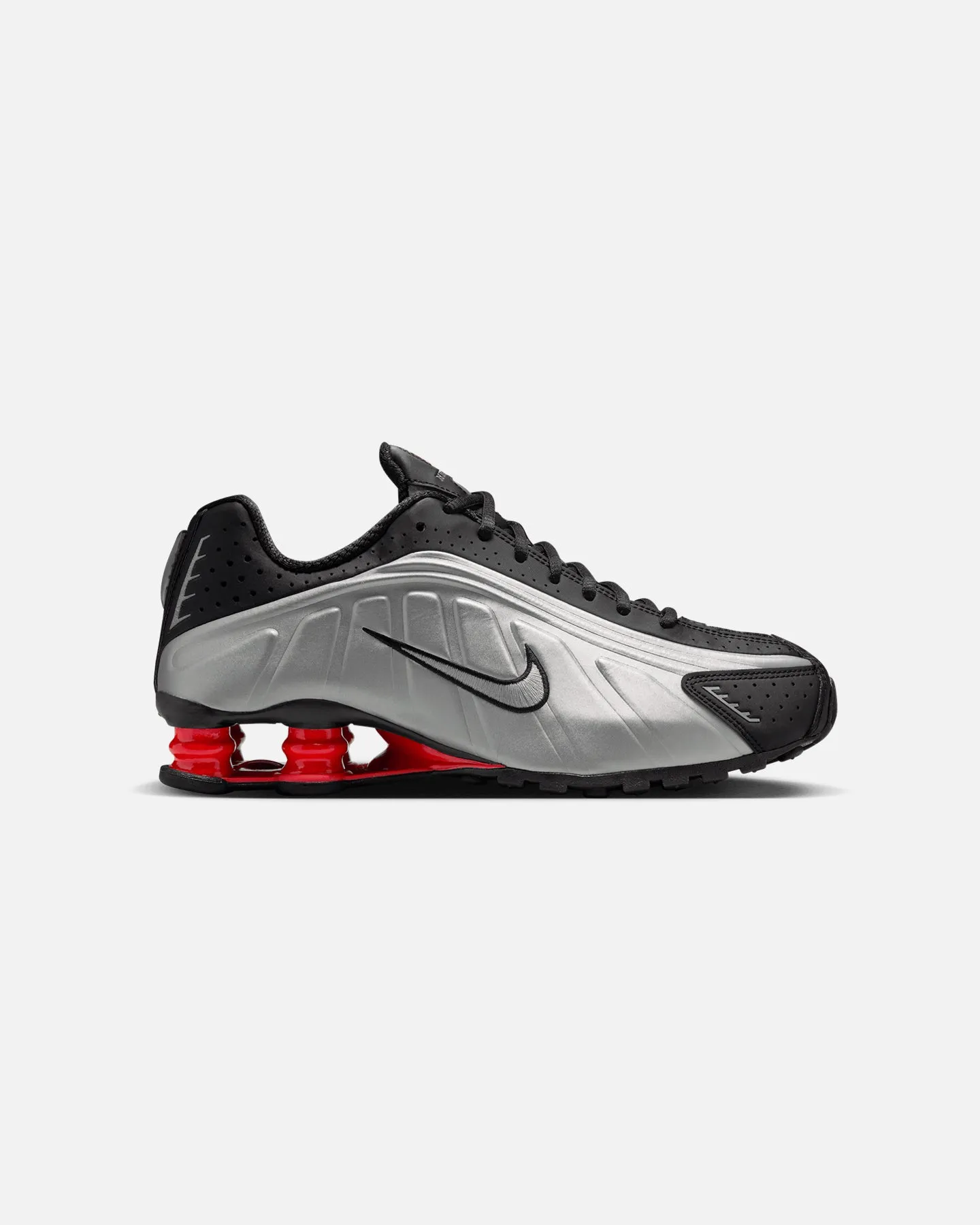 Nike Women's Shox R4 Black/Silver Cushioned Midsole Tech Glow