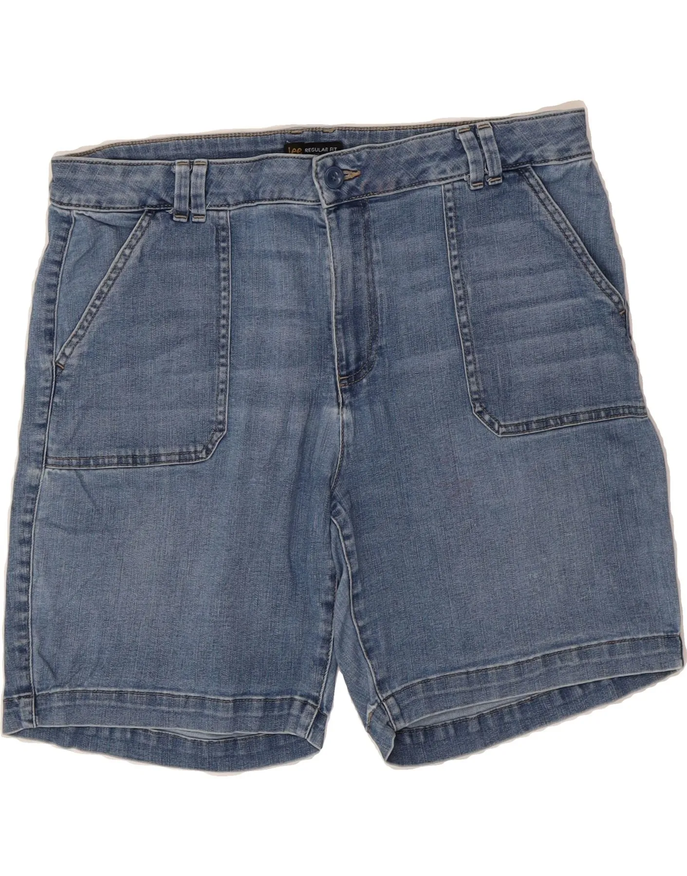 LEE Womens Regular Fit Mid Rise Denim Shorts W36 XL Blue Classic Comfort