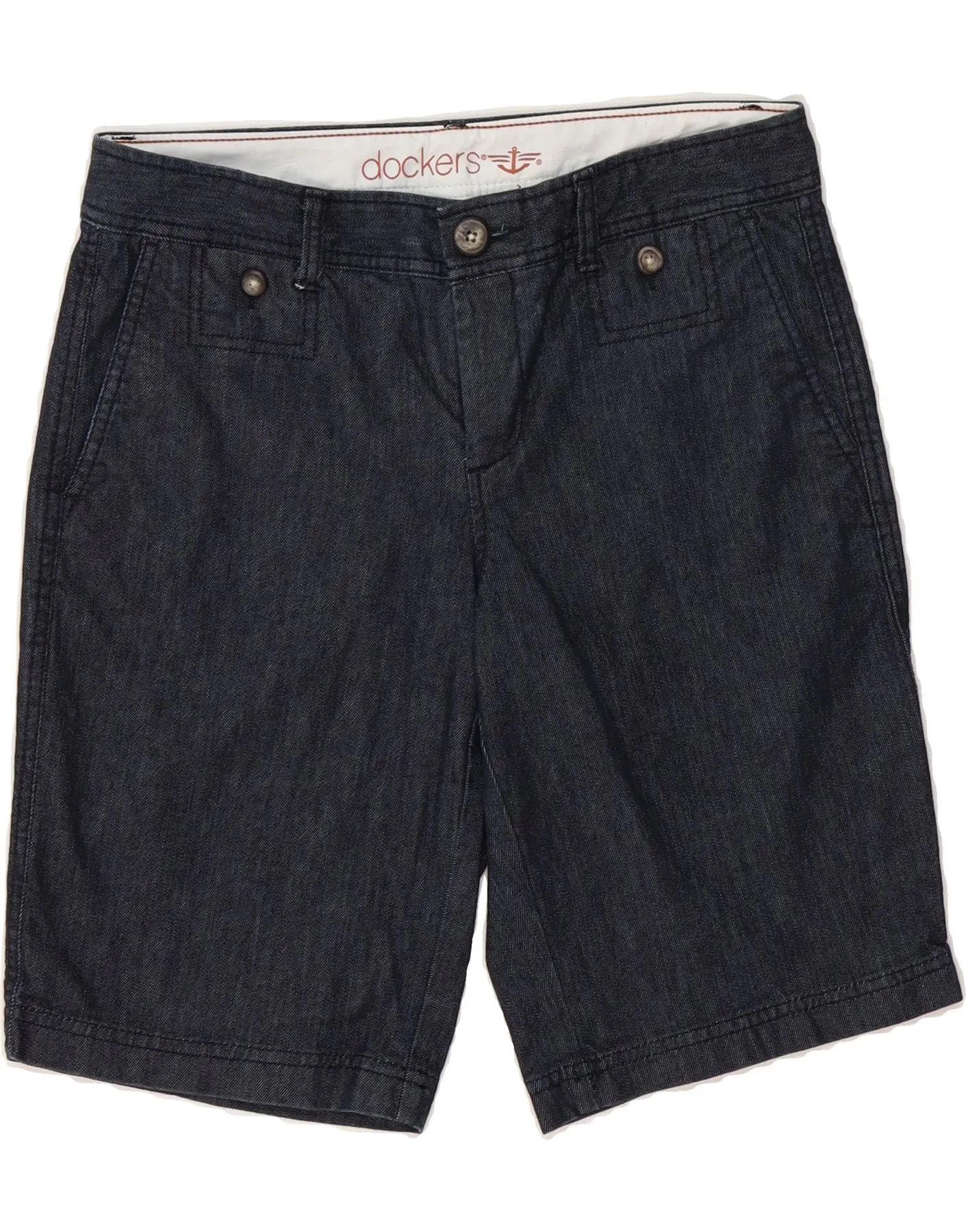 DOCKERS Womens Chino Shorts US 4 Small W30 Navy Blue Cotton Comfort waistband