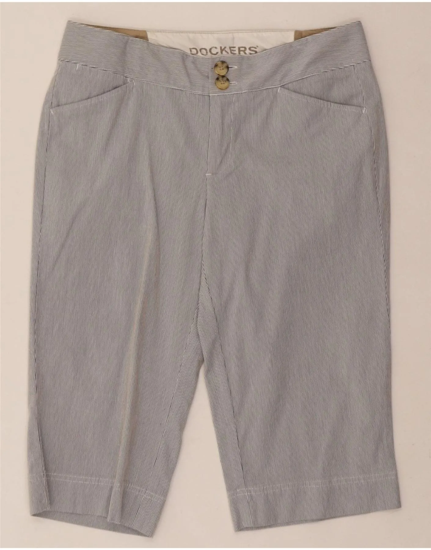 DOCKERS Womens Casual Shorts US 8 Medium W30  Grey Pinstripe Cotton Preppy look