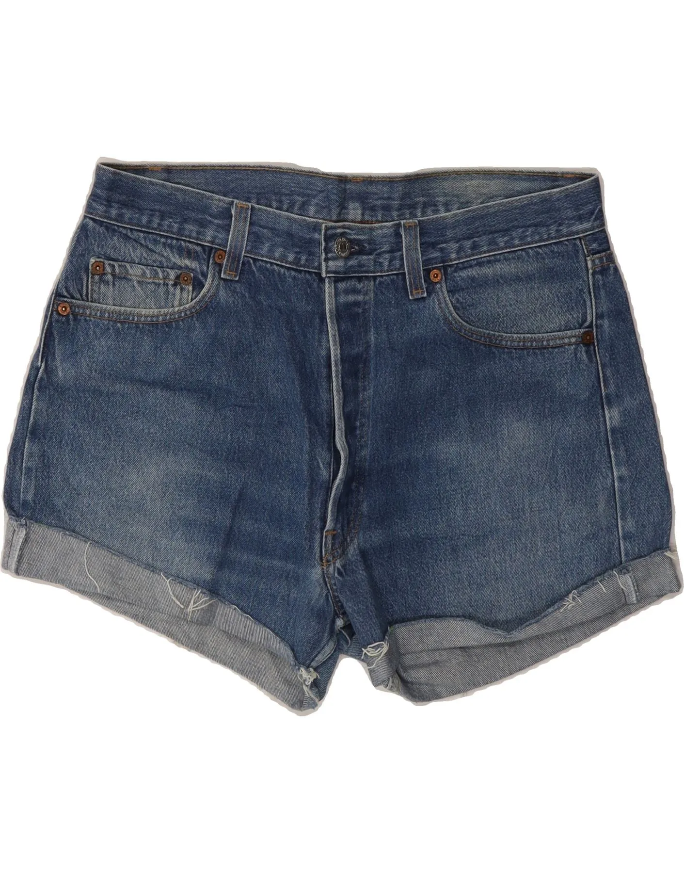Reinforced Stitching Anti Slip Waistband VINTAGE Womens Denim Shorts W34 Large Blue