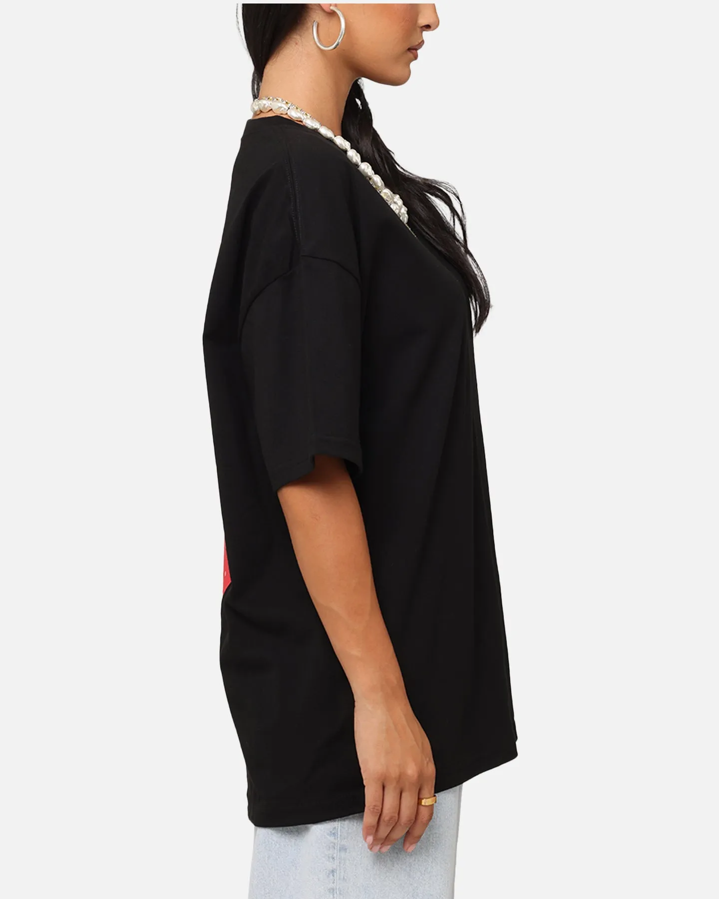 X-Girl Women's Strawberry Relaxed T-Shirt Black polo neck