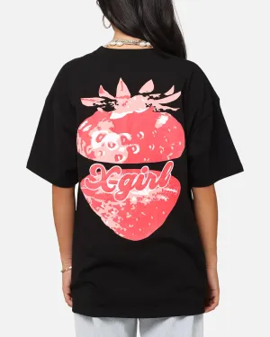 X-Girl Women's Strawberry Relaxed T-Shirt Black Casual Style Wear Bohemian freedom