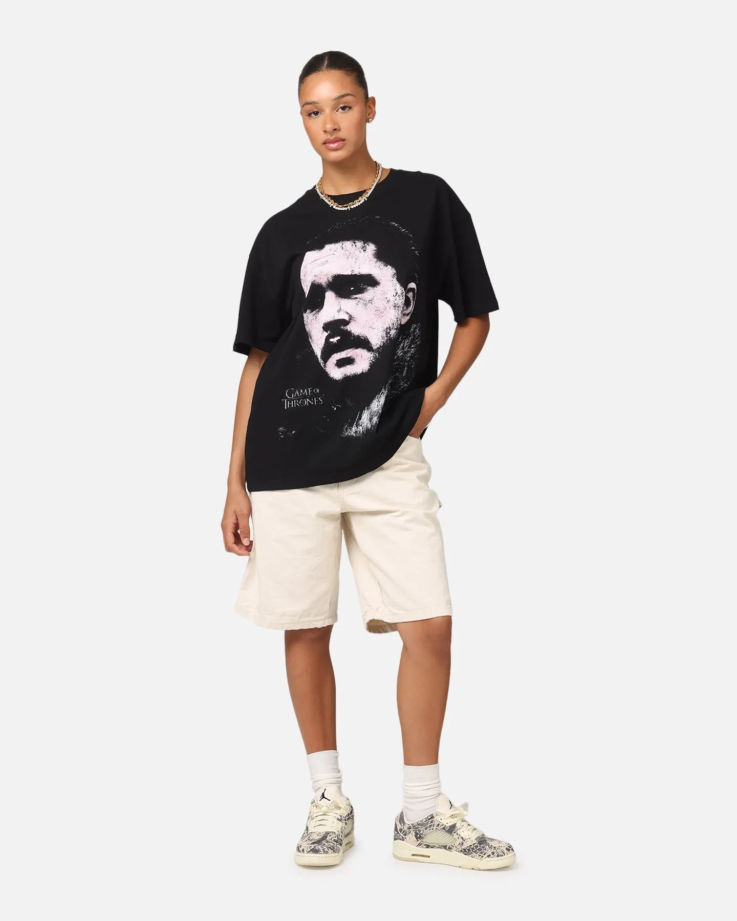 Summer Comfort Urban Streetwear Goat Crew X Game Of Thrones Jon Snow Heavy T-Shirt Black