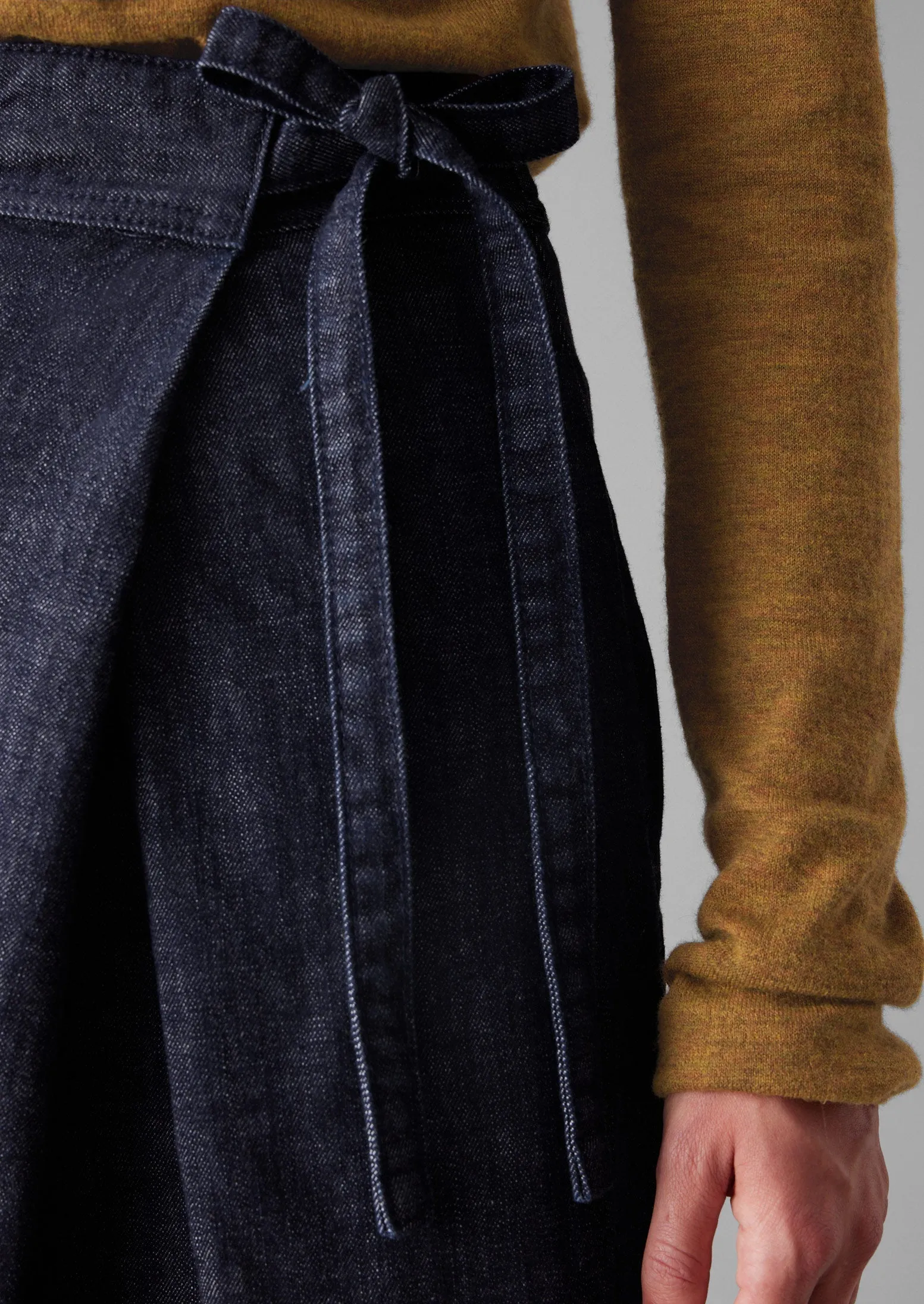 Pleated Wrap Denim Culottes | Indigo Smart Comfort High Waist