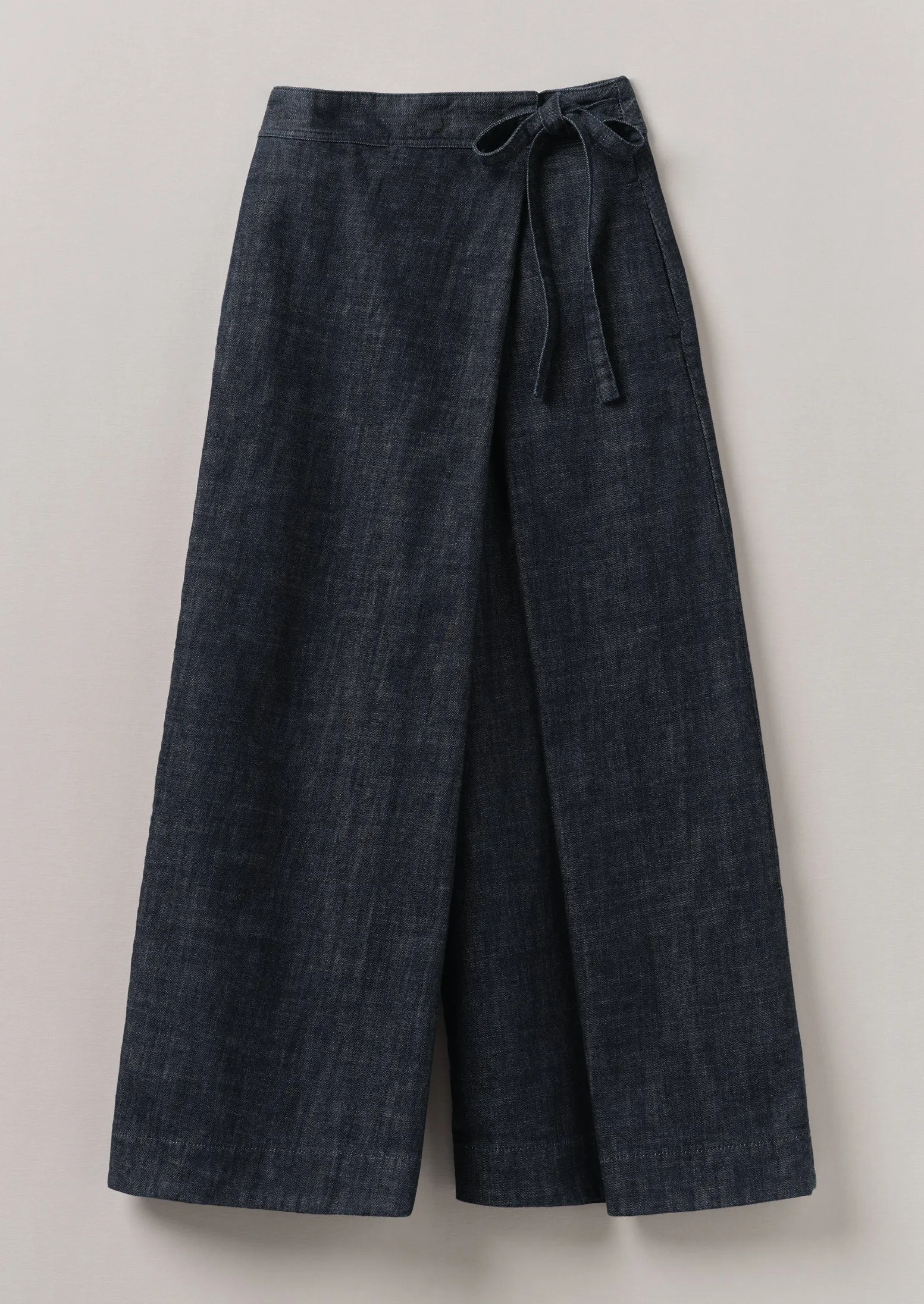 Romantic Vibe Hypoallergenic fabric Pleated Wrap Denim Culottes | Indigo