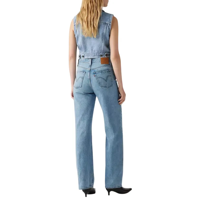 Levi's pantalone da donna in Jeans Ribcage a gamba ampia A60810002 blu chiaro Recycled Material Everyday Motion