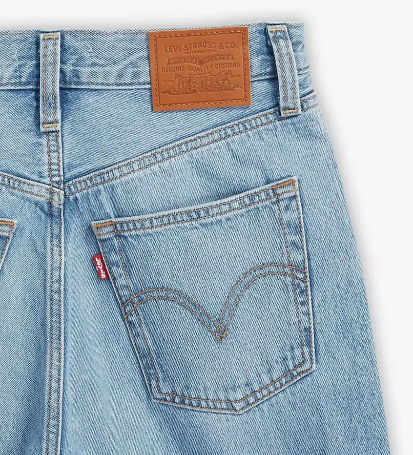 Ready to Wear Belt Loop Reinforcement Levi's pantalone da donna in Jeans Ribcage a gamba ampia A60810002 blu chiaro