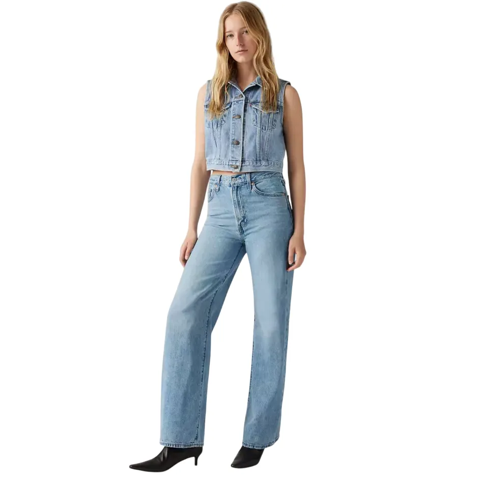 Family Style Slim Rainy Day Winter Warmth Autumn Days Levi's pantalone da donna in Jeans Ribcage a gamba ampia A60810002 blu chiaro