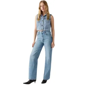 Family Style Slim Rainy Day Winter Warmth Autumn Days Levi's pantalone da donna in Jeans Ribcage a gamba ampia A60810002 blu chiaro