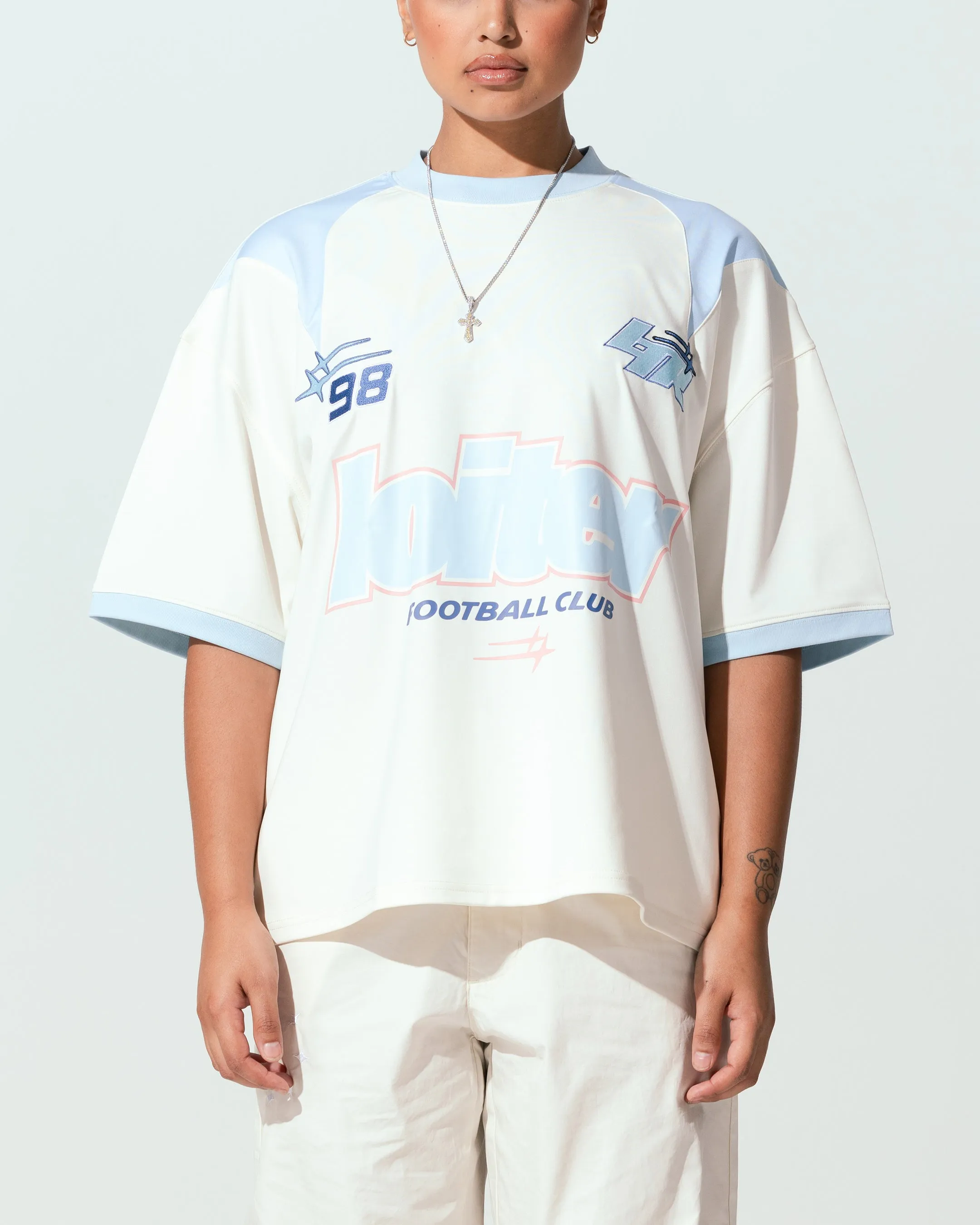 Loiter Tournament Jersey Off White/Blue Urban Casual Look Trendy Piece