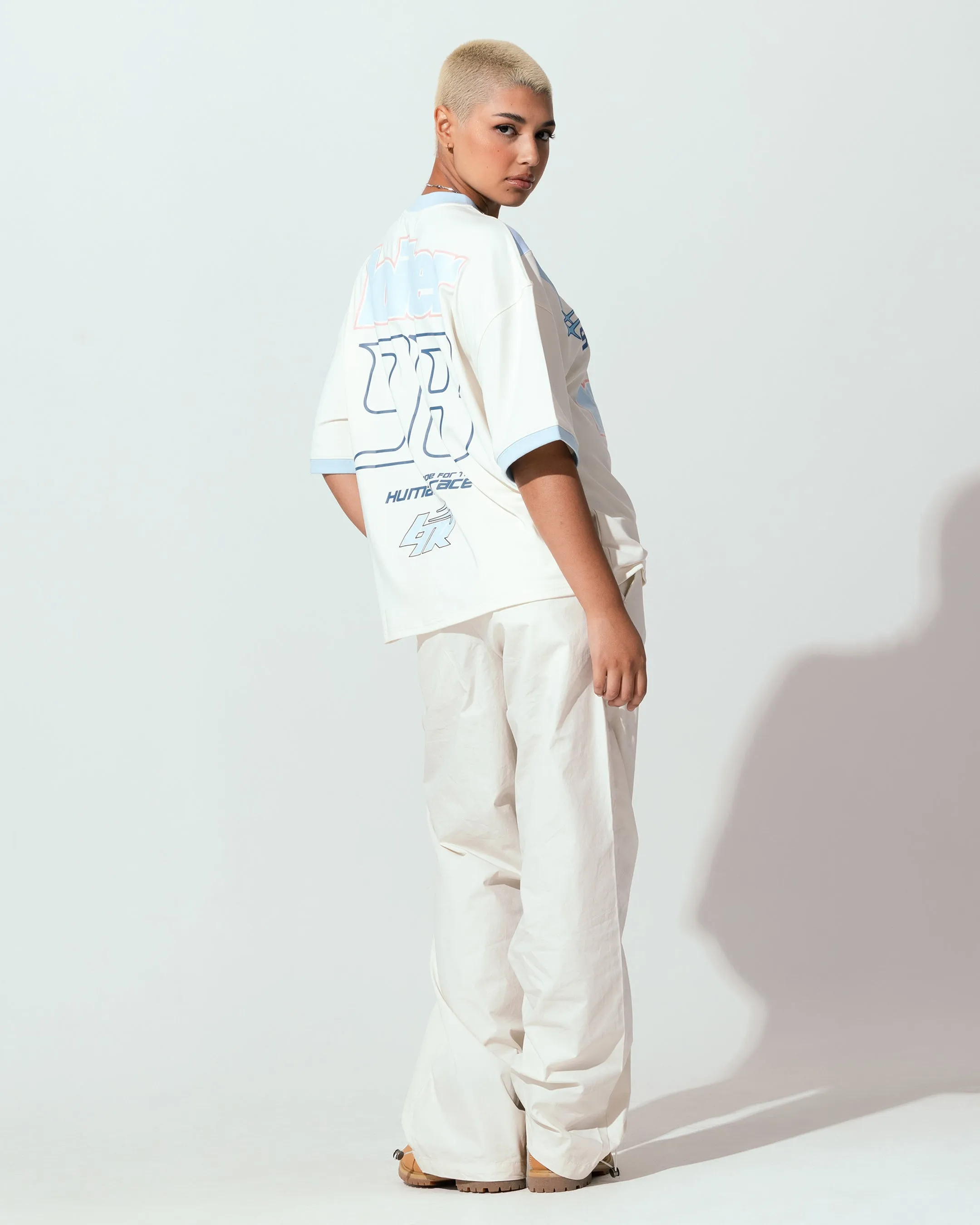 Flexible Weave Cozy Vibe Loiter Tournament Jersey Off White/Blue