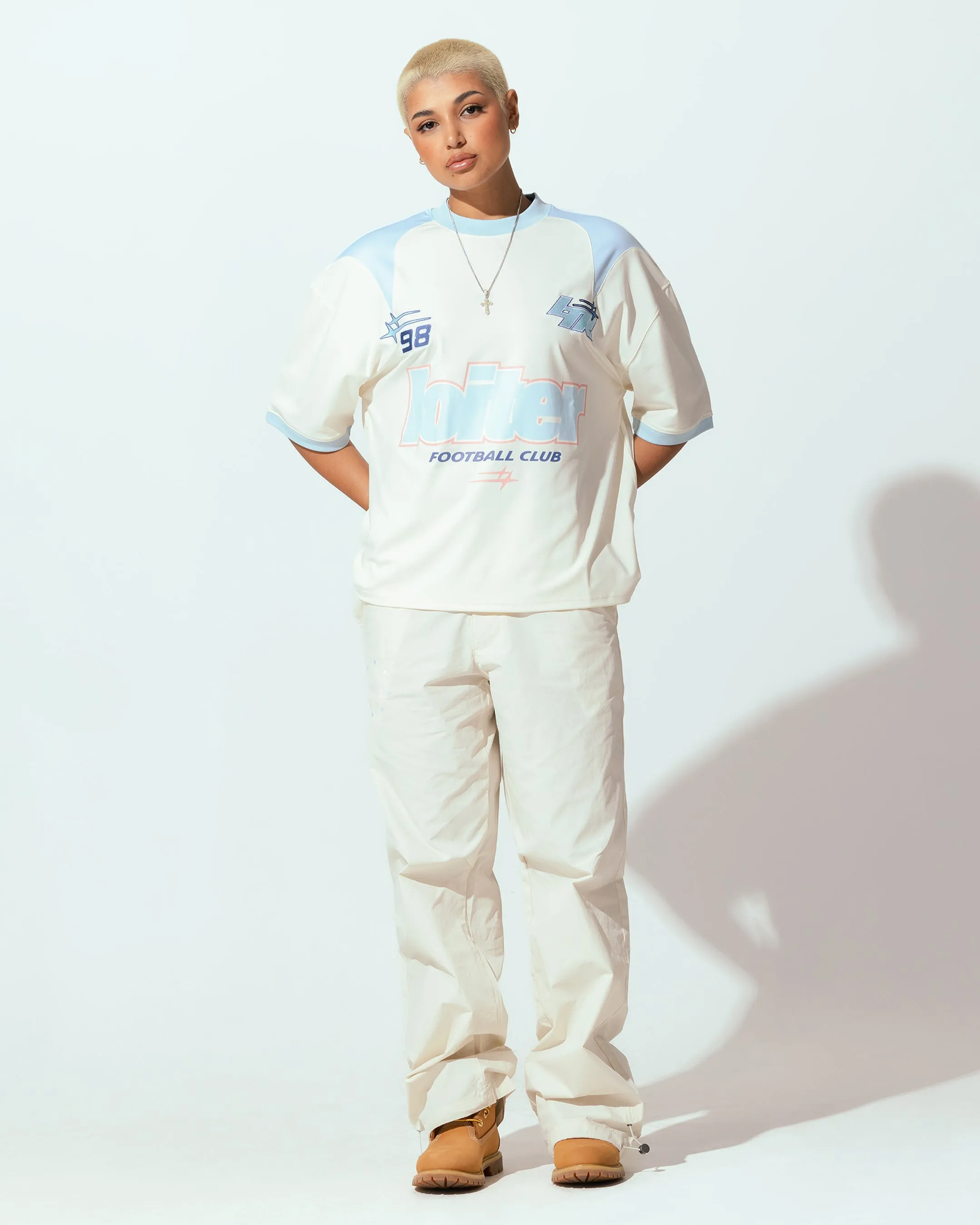 Ultra Soft Blended Textile Loiter Tournament Jersey Off White/Blue