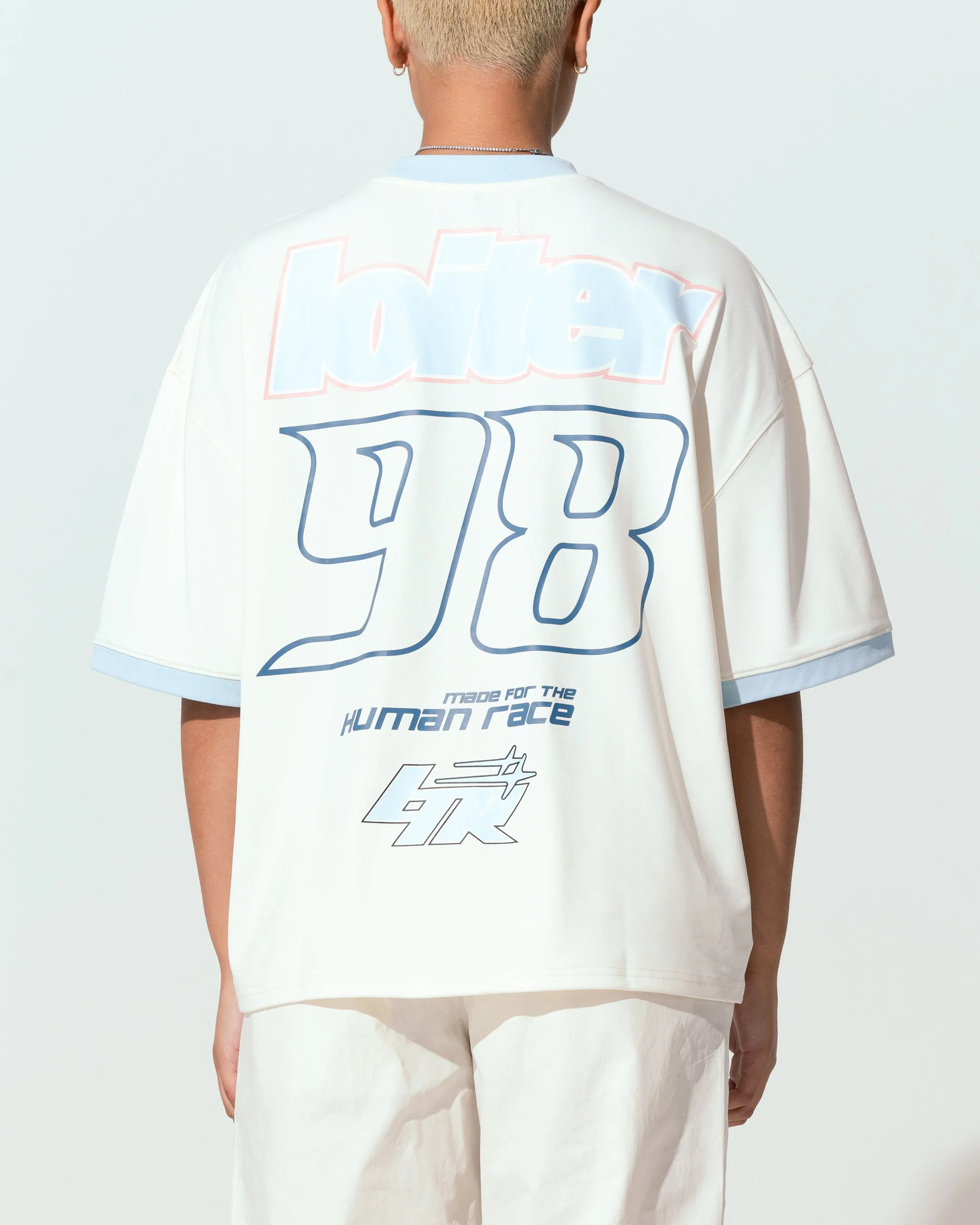 Everyday Fashion Camping attire Loiter Tournament Jersey Off White/Blue