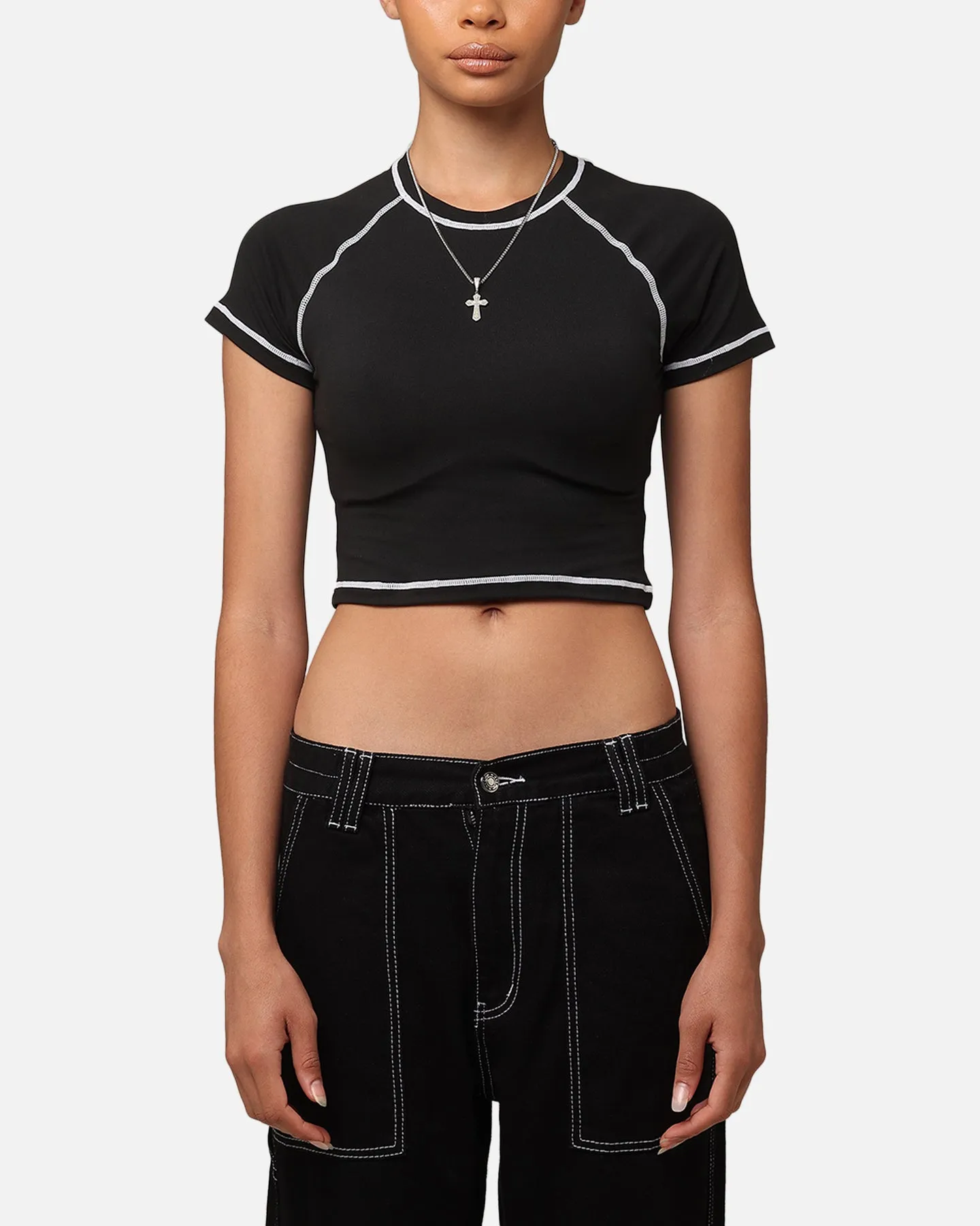 City Casual Versatile Comfort Wear XXIII Women's Boiler Room Crop T-Shirt Black