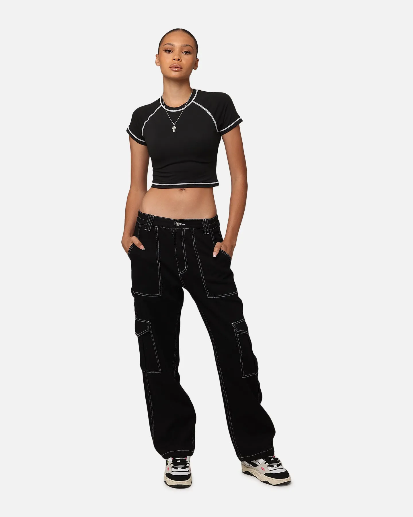 XXIII Women's Boiler Room Crop T-Shirt Black NonIrritatingTags Trendy Style