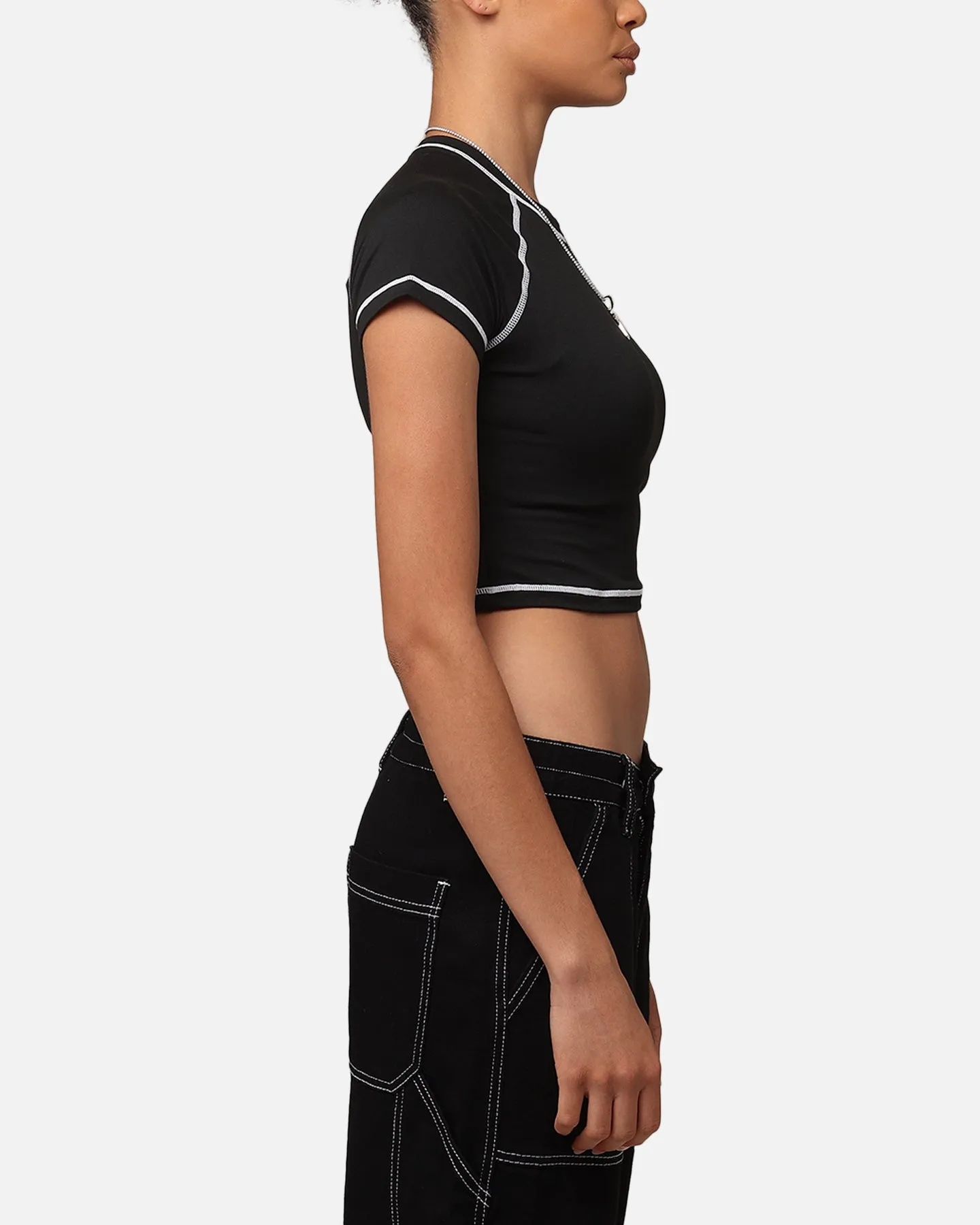 XXIII Women's Boiler Room Crop T-Shirt Black Cool Layer Wear NonRestrictive Cut