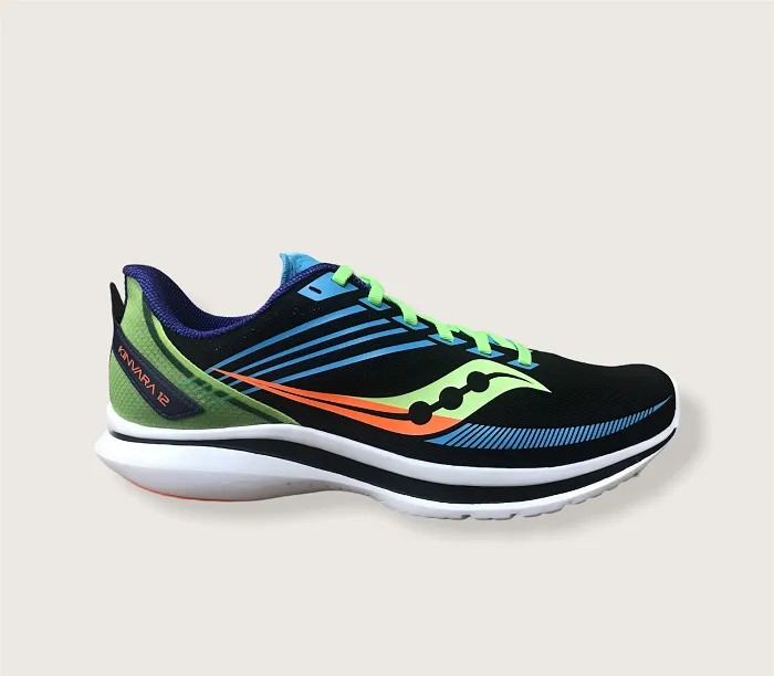Supportive Arch Tech Reinforced Lace Holes Saucony scarpa da corsa da uomo Kinvara 12 S20619 25 nero verde azzurro