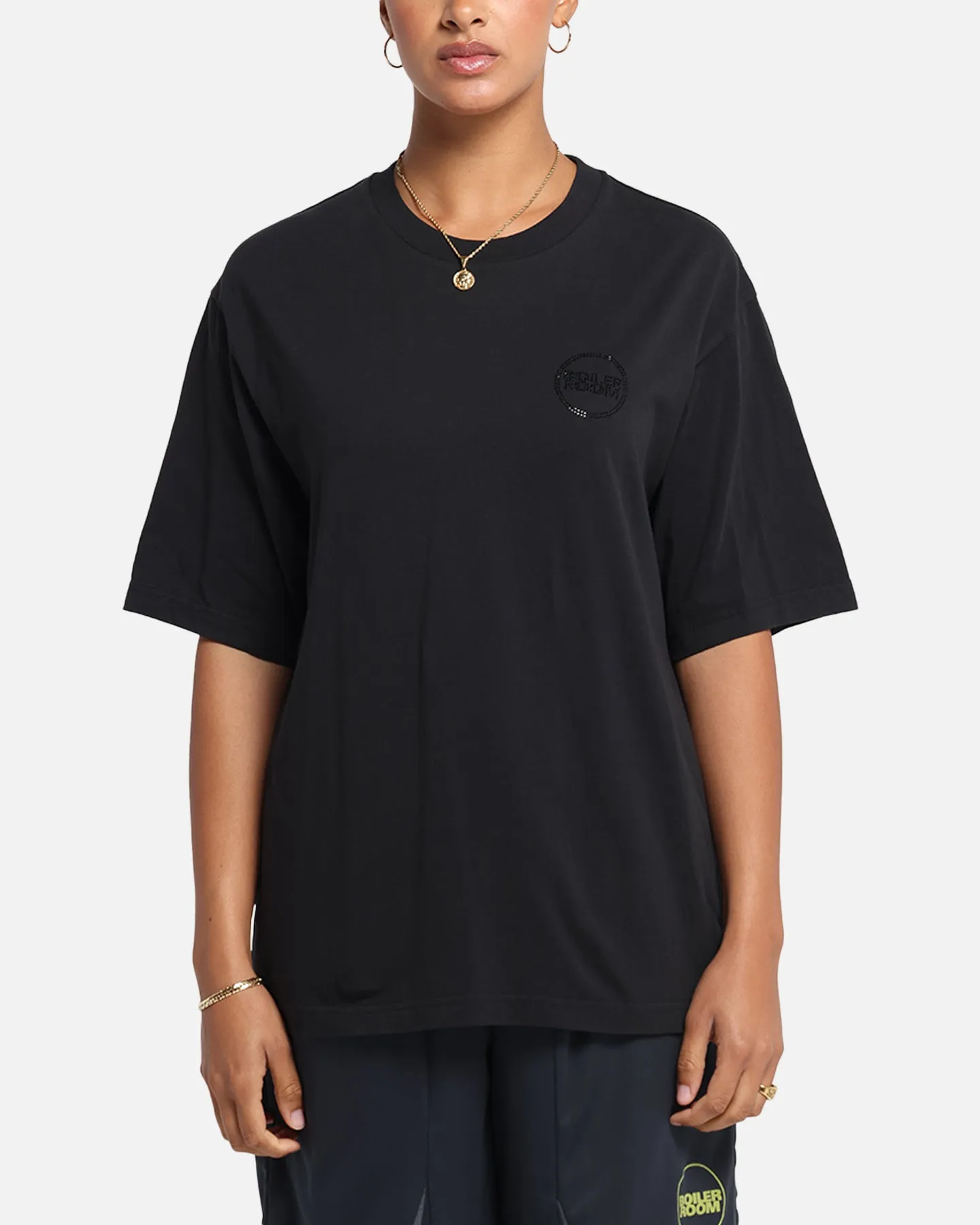 Boiler Room Rhiinestone T-Shirt Black Classic Style Classic timelessness