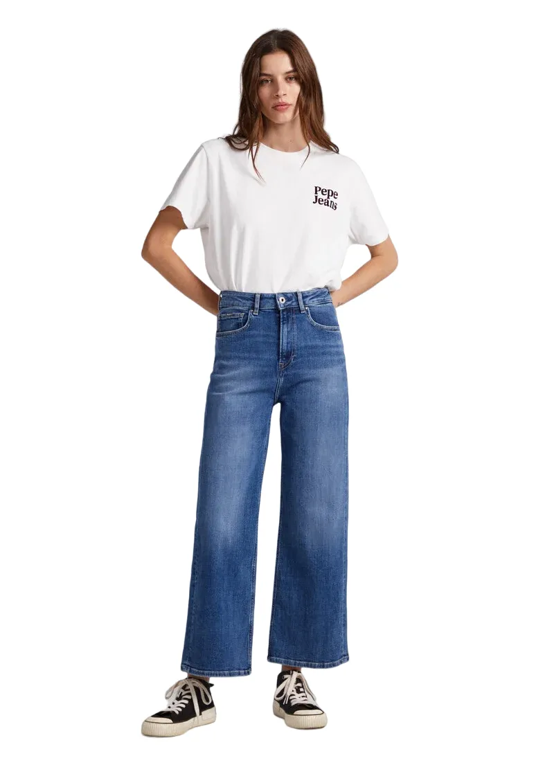 fade resistant color Pepe Jeans pantalone largo da donna Lexa Sky High PL204162CS58 blu