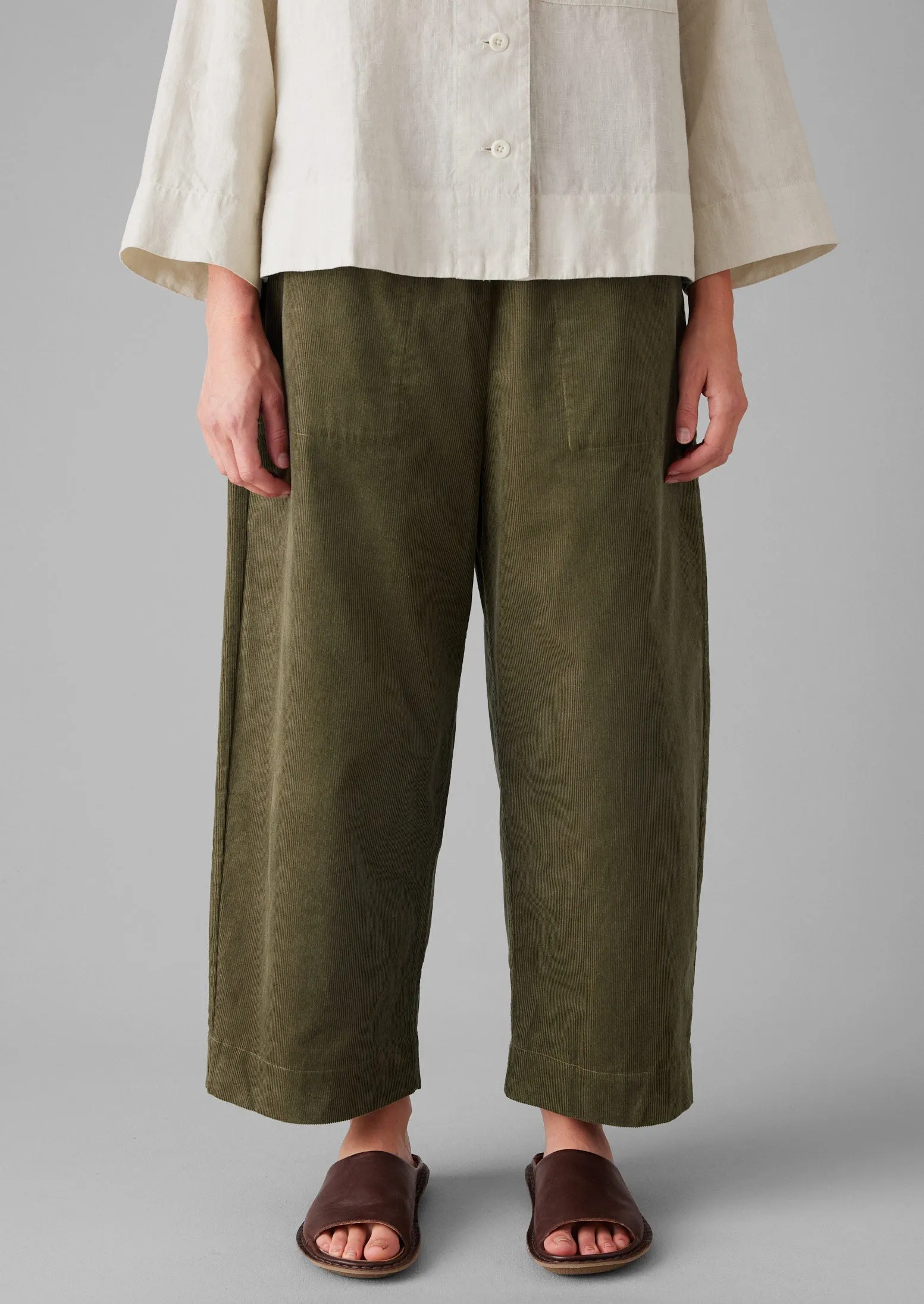 Organic Cord Barrel Leg Pants | Pear No Gap Waist relaxed shape