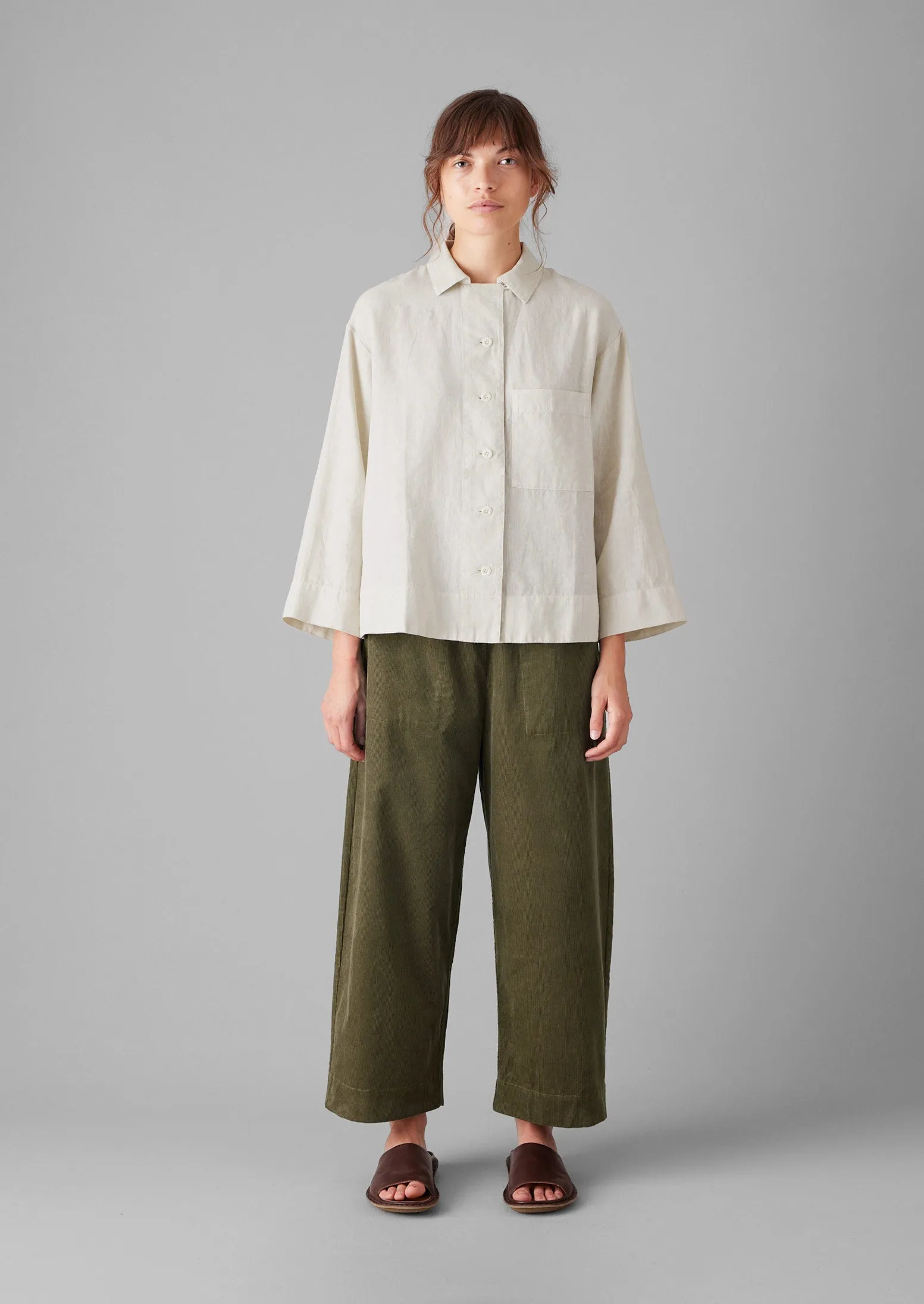Organic Cord Barrel Leg Pants | Pear Frayed hem
