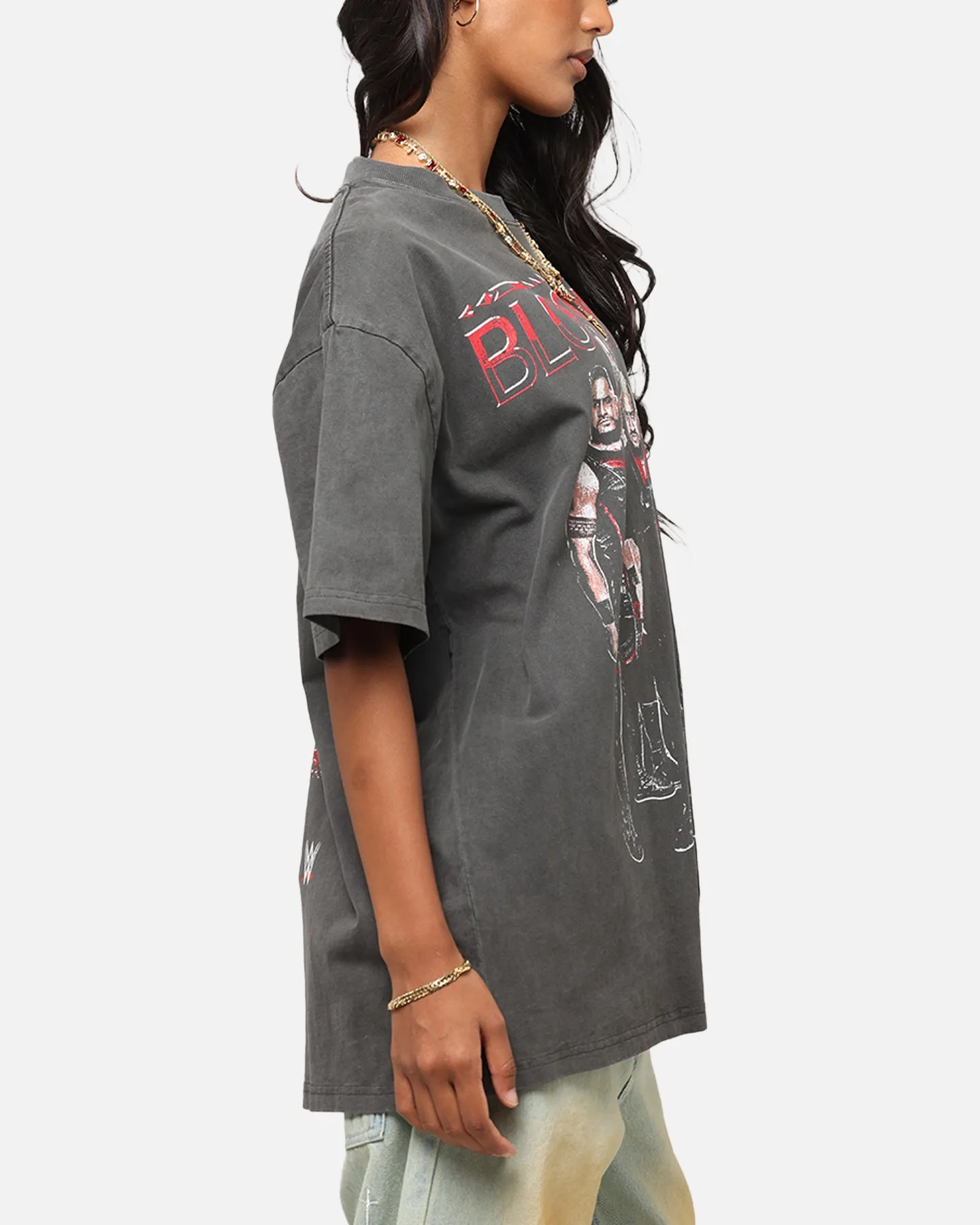 Culture Kings X WWE The Bloodline Heavy T-Shirt Black Wash Floral Pattern AntiPillingTreatment