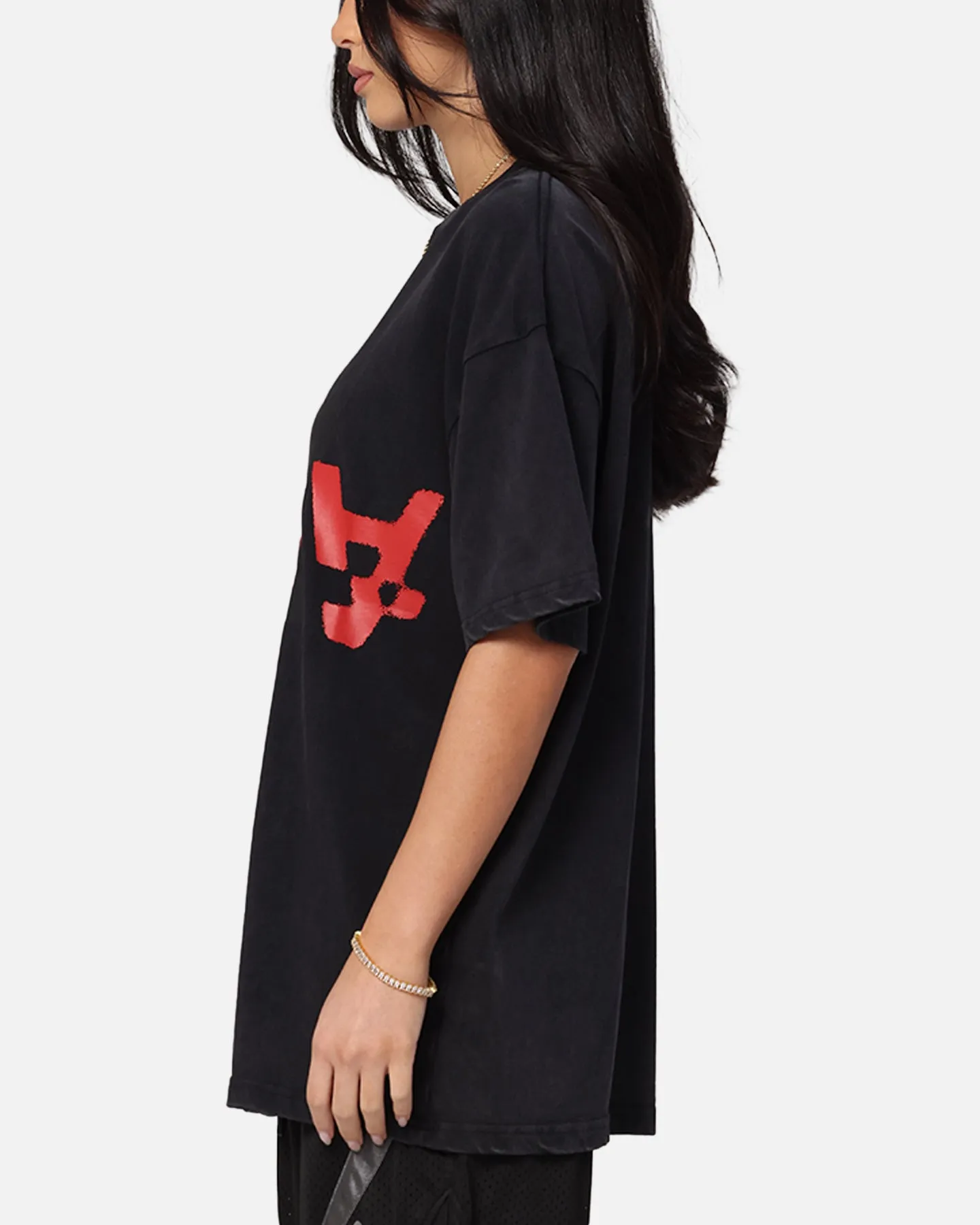 The Anti Order Echo Spray Drop Shoulder T-Shirt Black Acidwash All-Season Comfort Wear Edgy