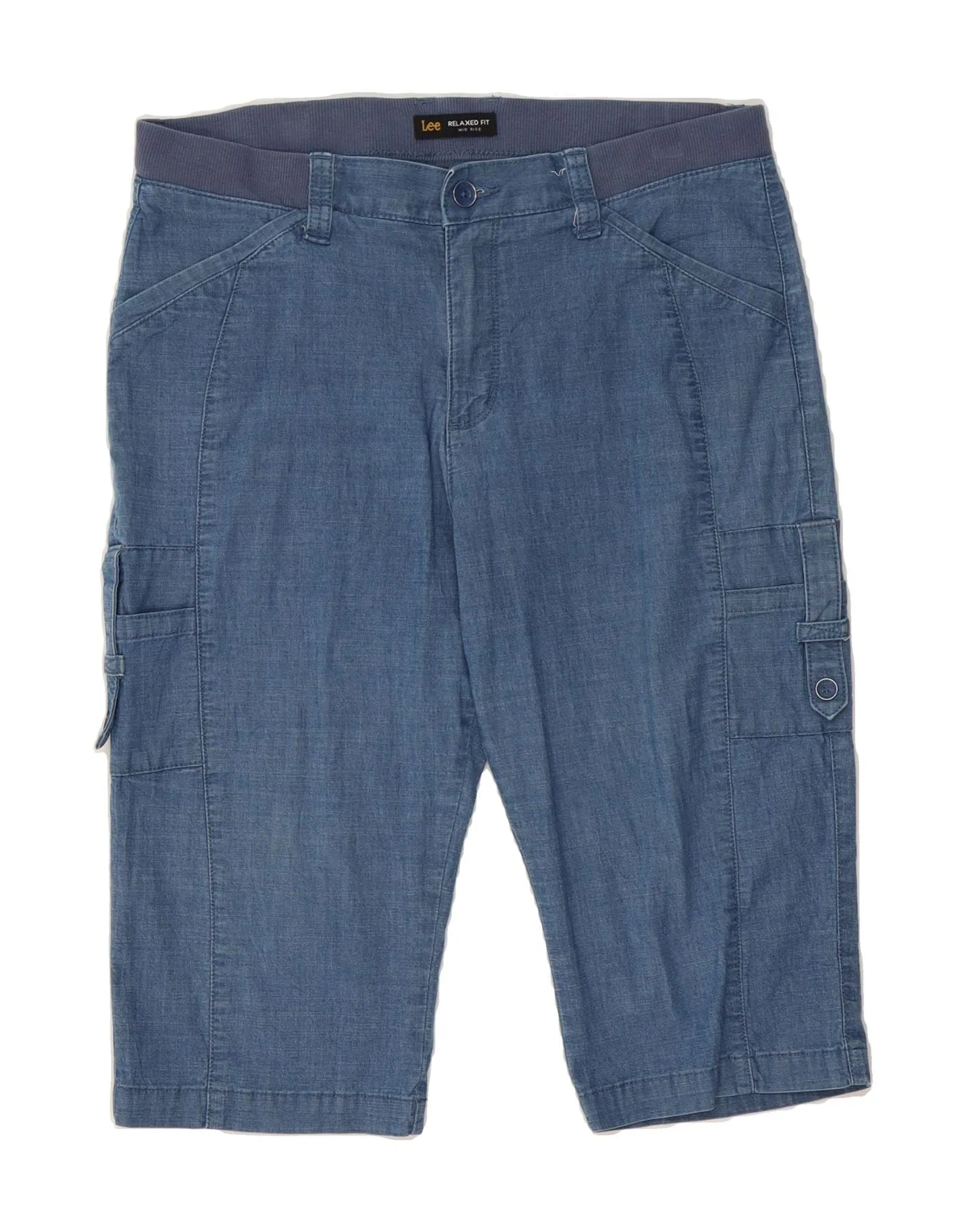 High Waist UV resistant LEE Womens Mid Rise Relaxed Fit Cargo Bermuda Shorts US 12 Large W36  Blue