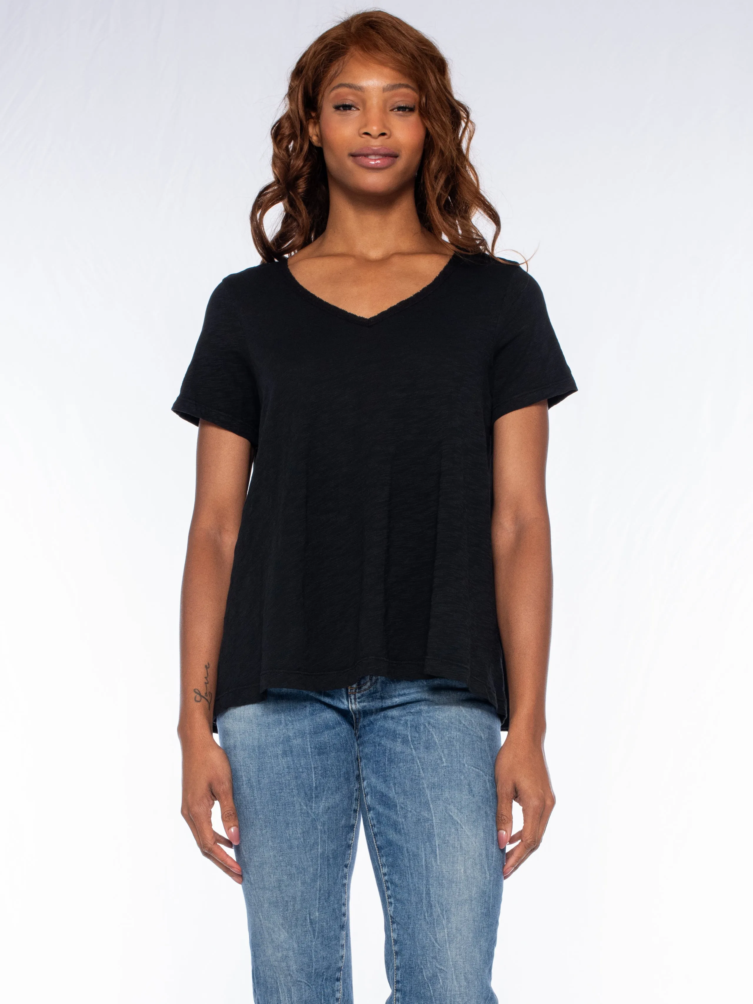 Lace Edge Double V-Neck Trapeze Classic Chic Urban Fashion Look