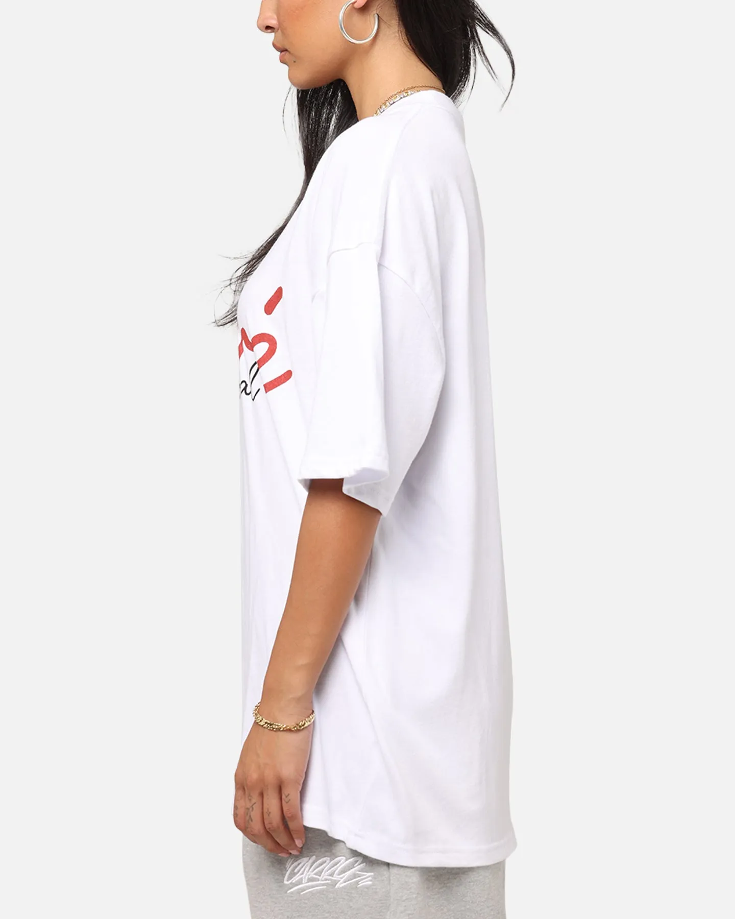 Carre International Script T-Shirt White Versatile and Comfortable DoubleStitched Seams