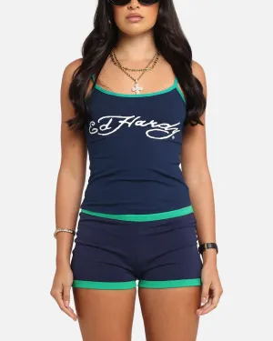 Trendy Piece Ed Hardy Women's Logo Camo Singlet Navy/Green