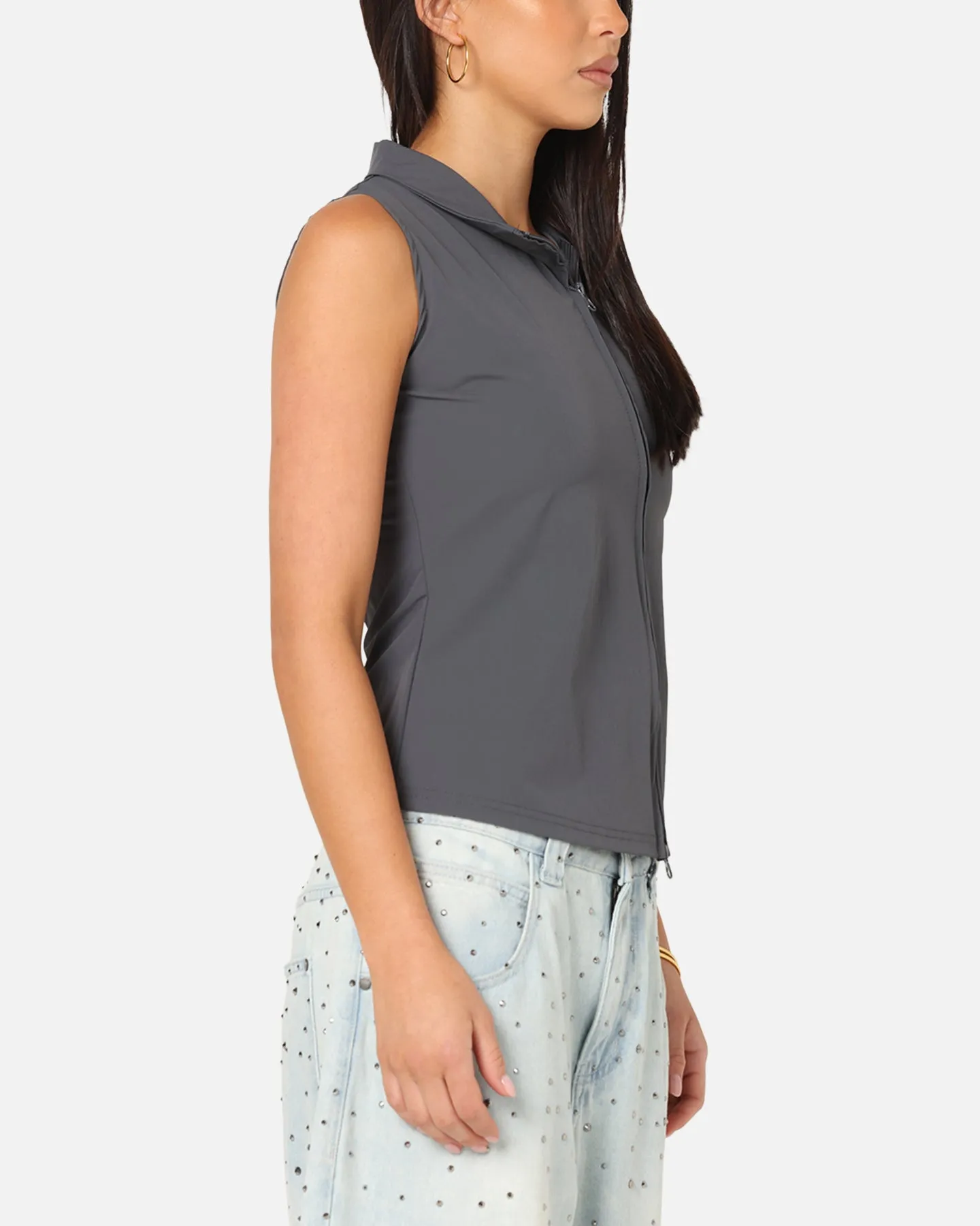 XXIII Women's Asymmetric Zip Top Grey Comfy and Soft