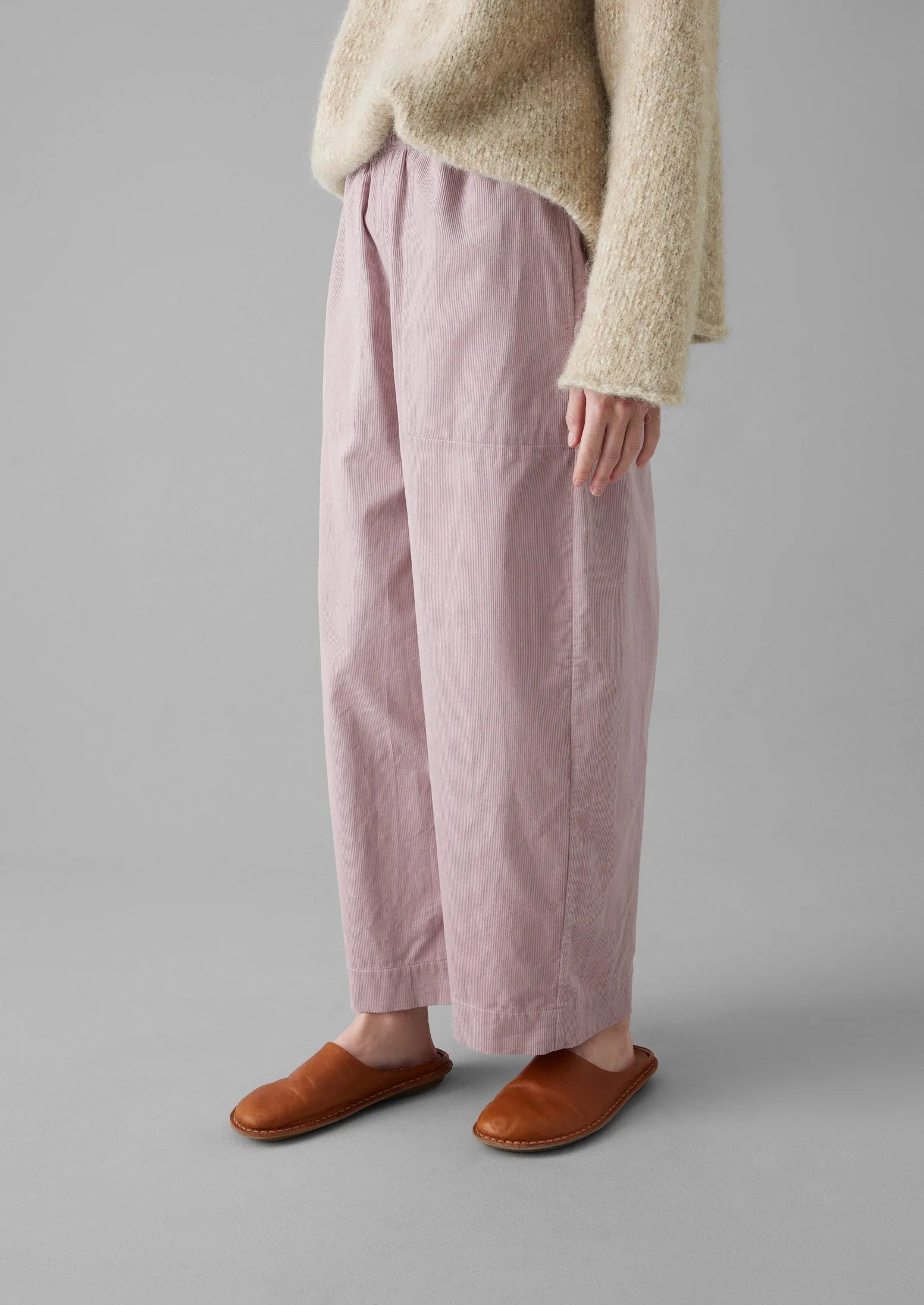 Organic Cord Barrel Leg Pants | Wood Lilac Modern Design Stylish Look