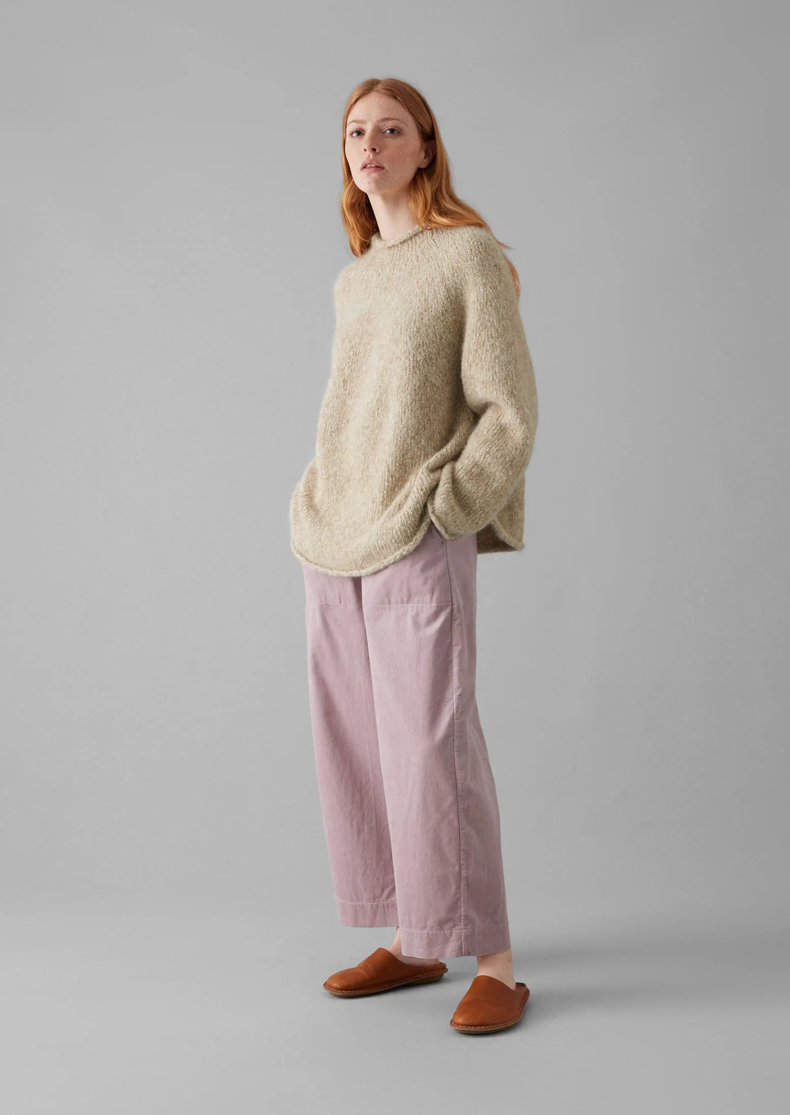 Breathable mesh lining Organic Cord Barrel Leg Pants | Wood Lilac