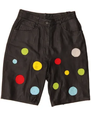 JOY Womens Leather Shorts IT 38 XS W26 Black Polka Dot Leather All Fit Weekend Outing