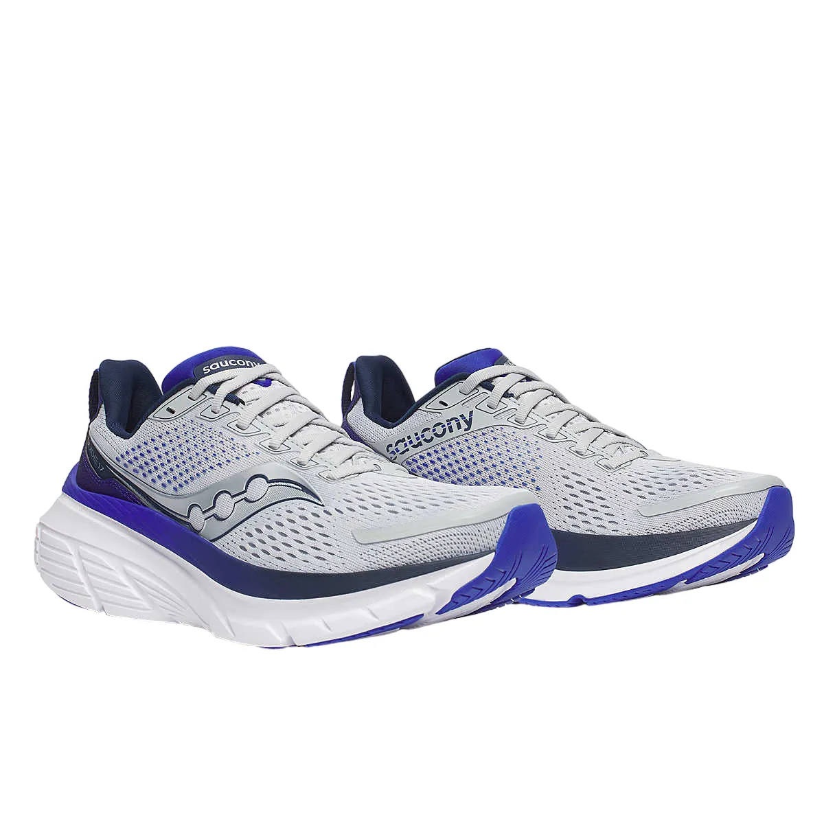 running in a light rail station area shoes Saucony scarpa da corsa sa uomo Guide 17 S20936-241 grigio chiaro-azzurro