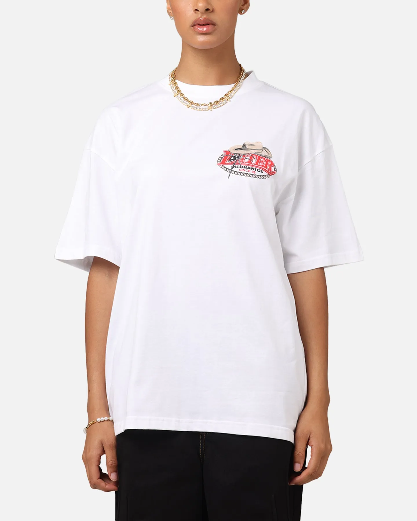 WrinkleResistant Texture Loiter Mechanic Drop T-Shirt White