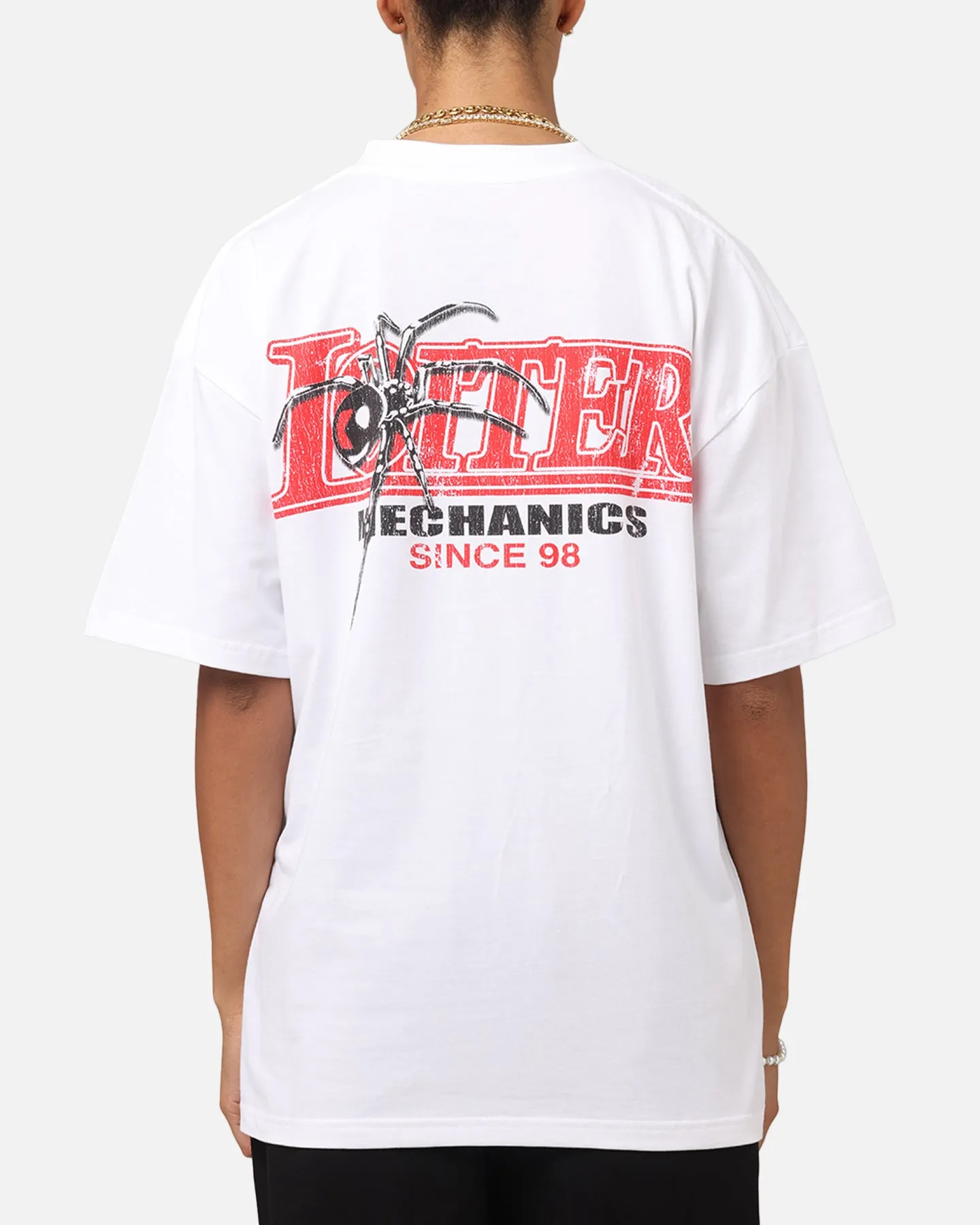 Loiter Mechanic Drop T-Shirt White Adaptable Essential Fashion