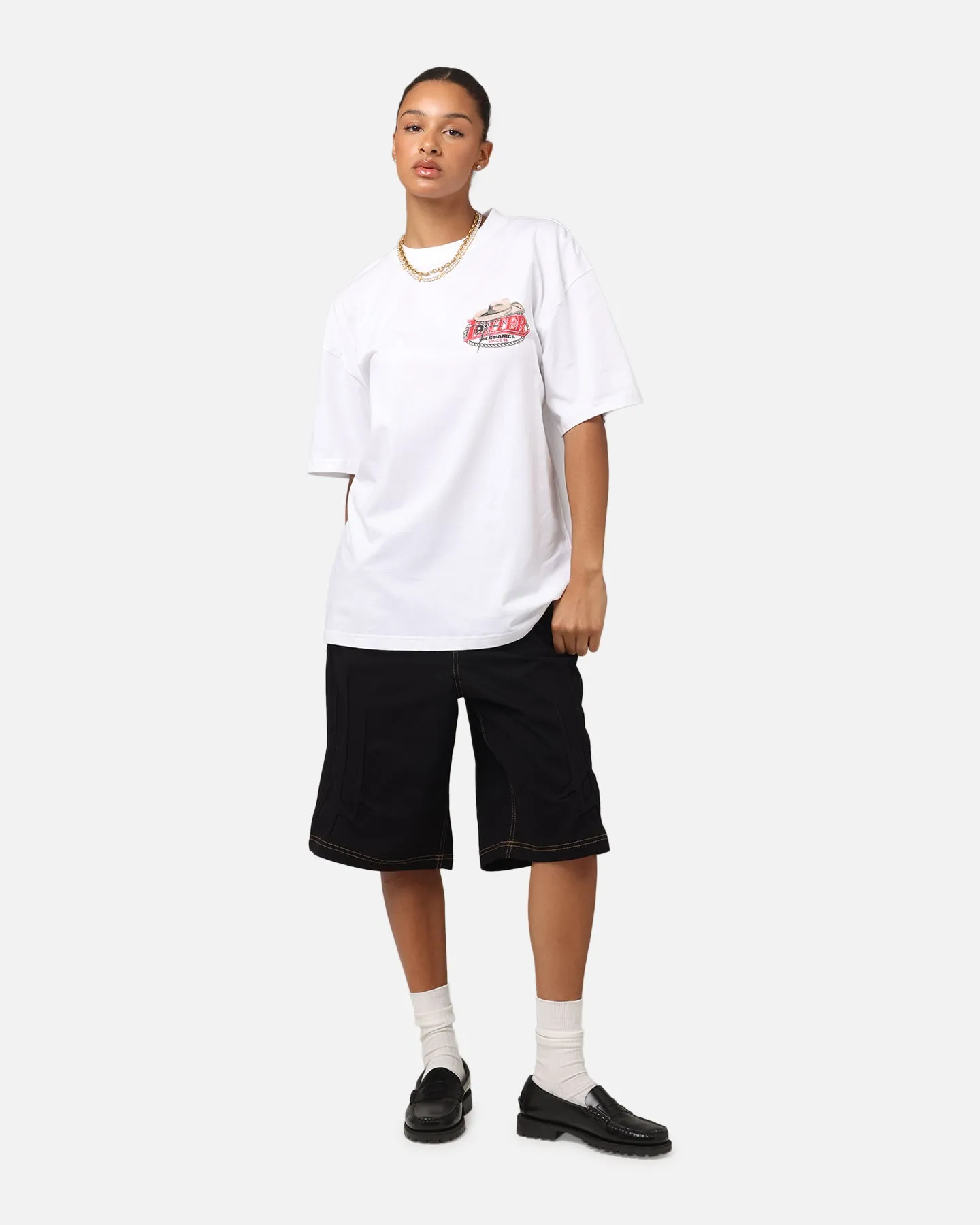 Hypoallergenic fabric Loiter Mechanic Drop T-Shirt White