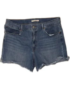 LEVI'S Womens Classic Denim Hot Pants W33 Large Blue Cotton Double Layered Panels Summer Essential