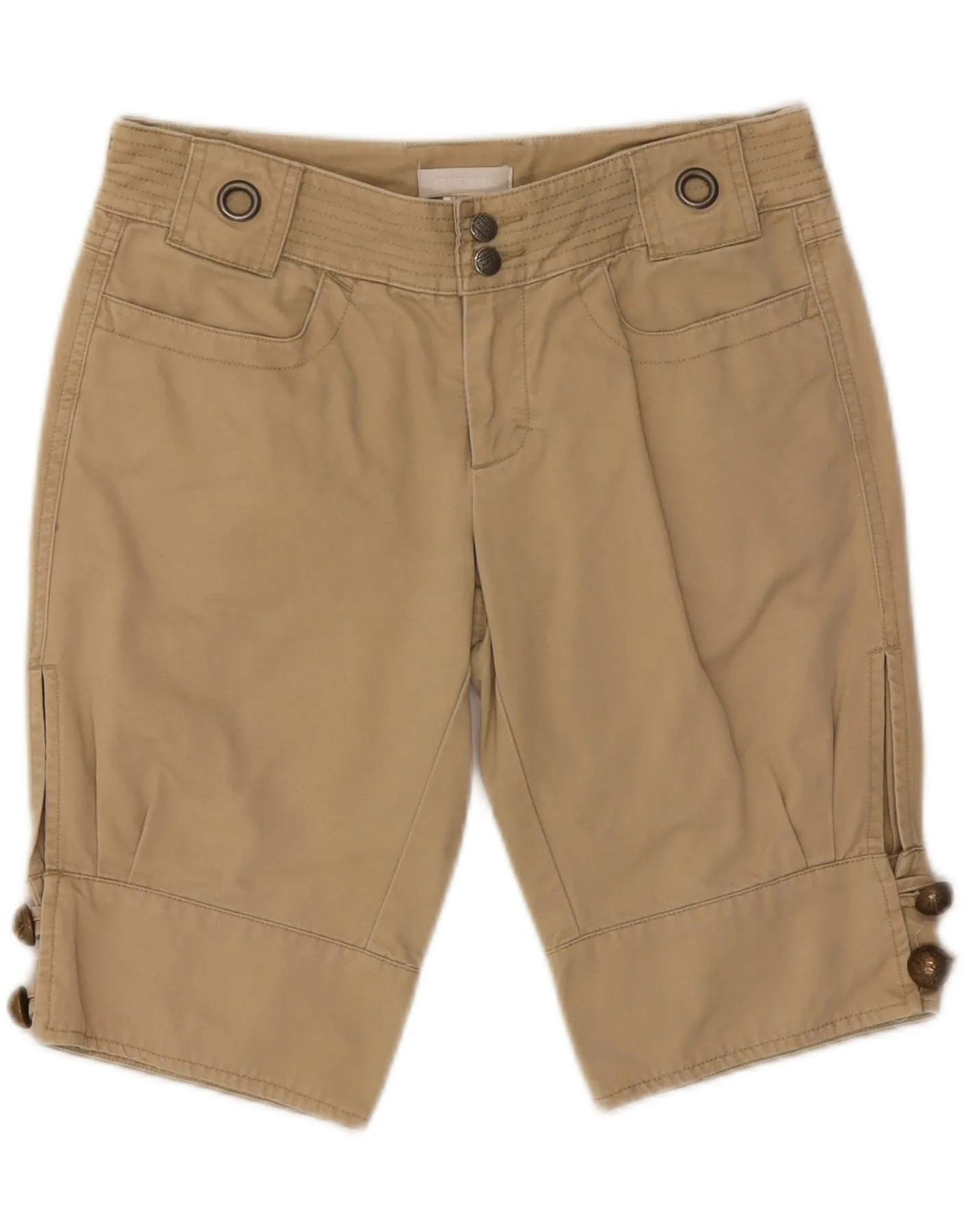 DIESEL Womens Casual Shorts W26 Small Beige Cotton education industry High-waisted