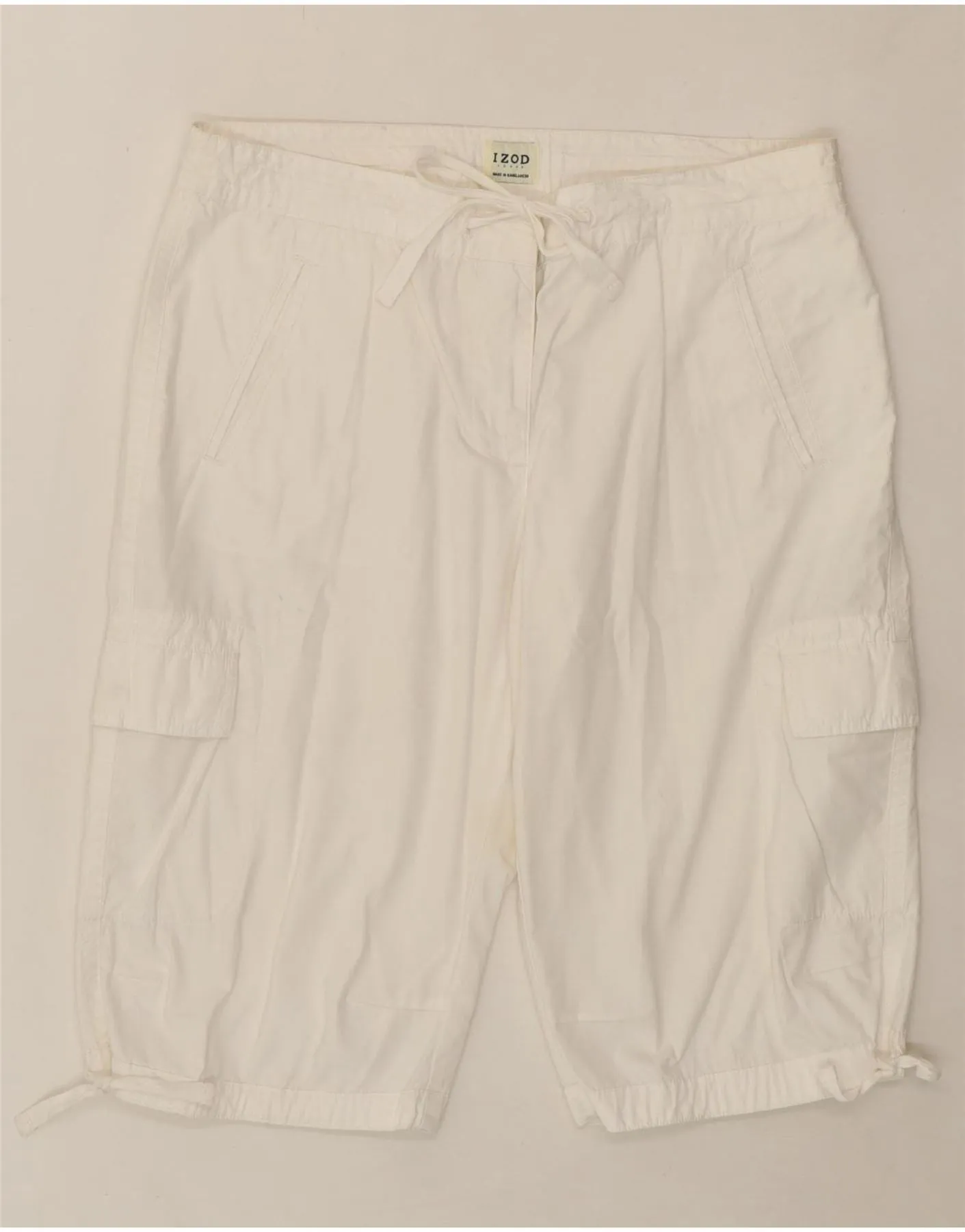 Durable Stitching UV Protection Fabric IZOD Womens Bermuda Cargo Shorts US 14 XL W36  White Cotton