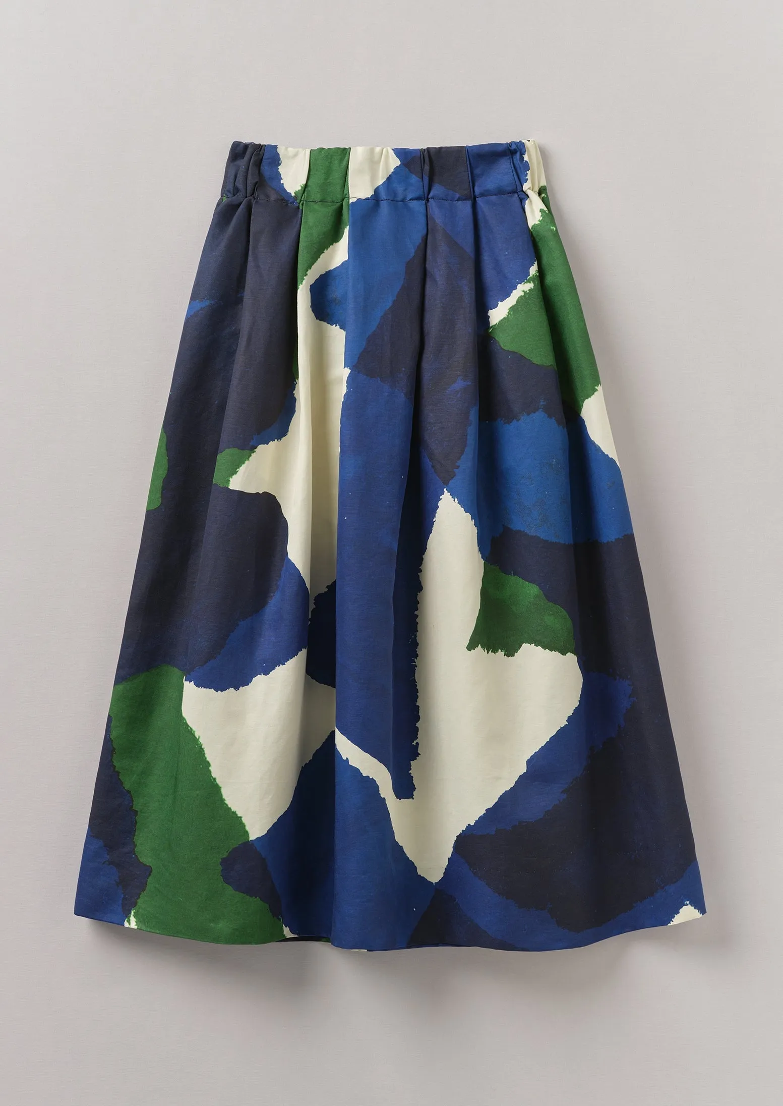 Athleisure Inspired Washi Print Linen Cotton Skirt | Ecru/Blue/Green