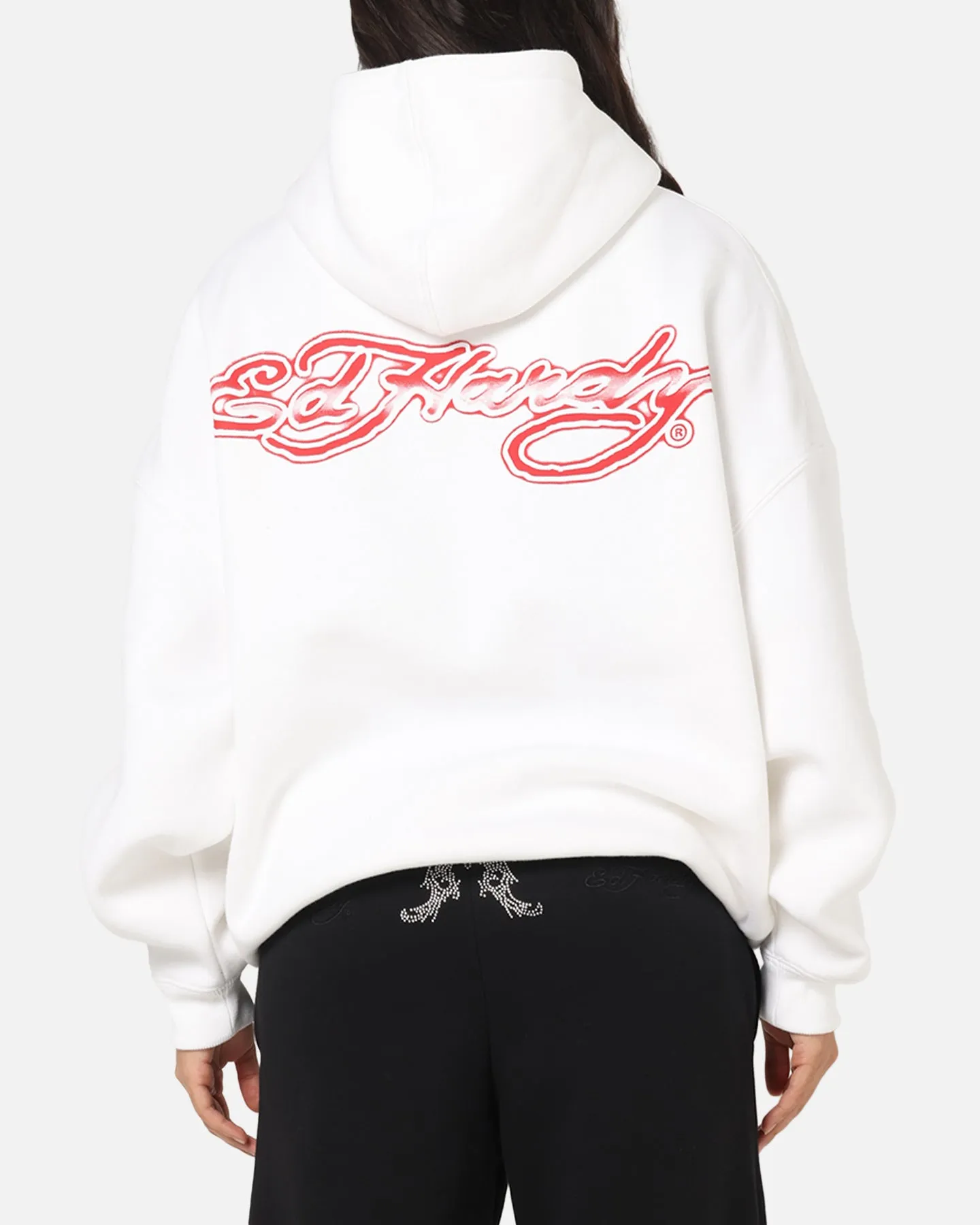 Ed Hardy Blue Dragon Hoodie White No Snag Zipper