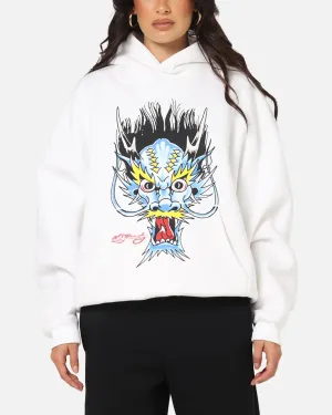 petite clothing 3D Sculpted Hood Ed Hardy Blue Dragon Hoodie White