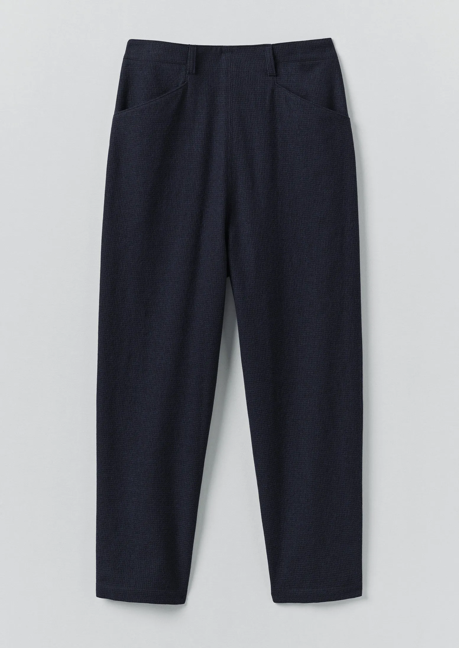 Breathable Weave Fabric Flexible Durability Alix Cotton Wool Houndstooth Pants | Dark Navy