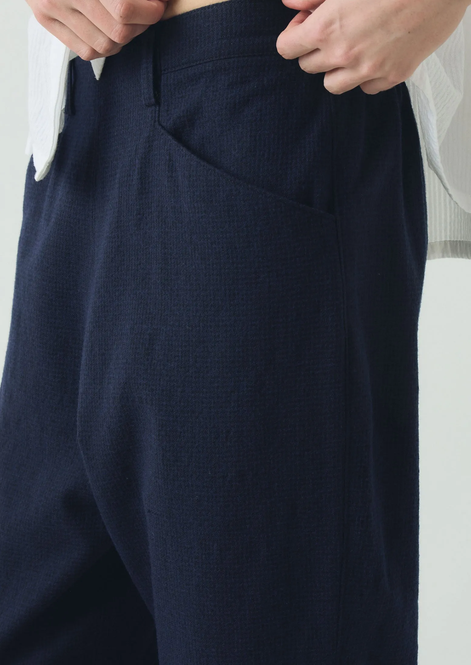 Comfortable Cut All Weather Comfort Alix Cotton Wool Houndstooth Pants | Dark Navy